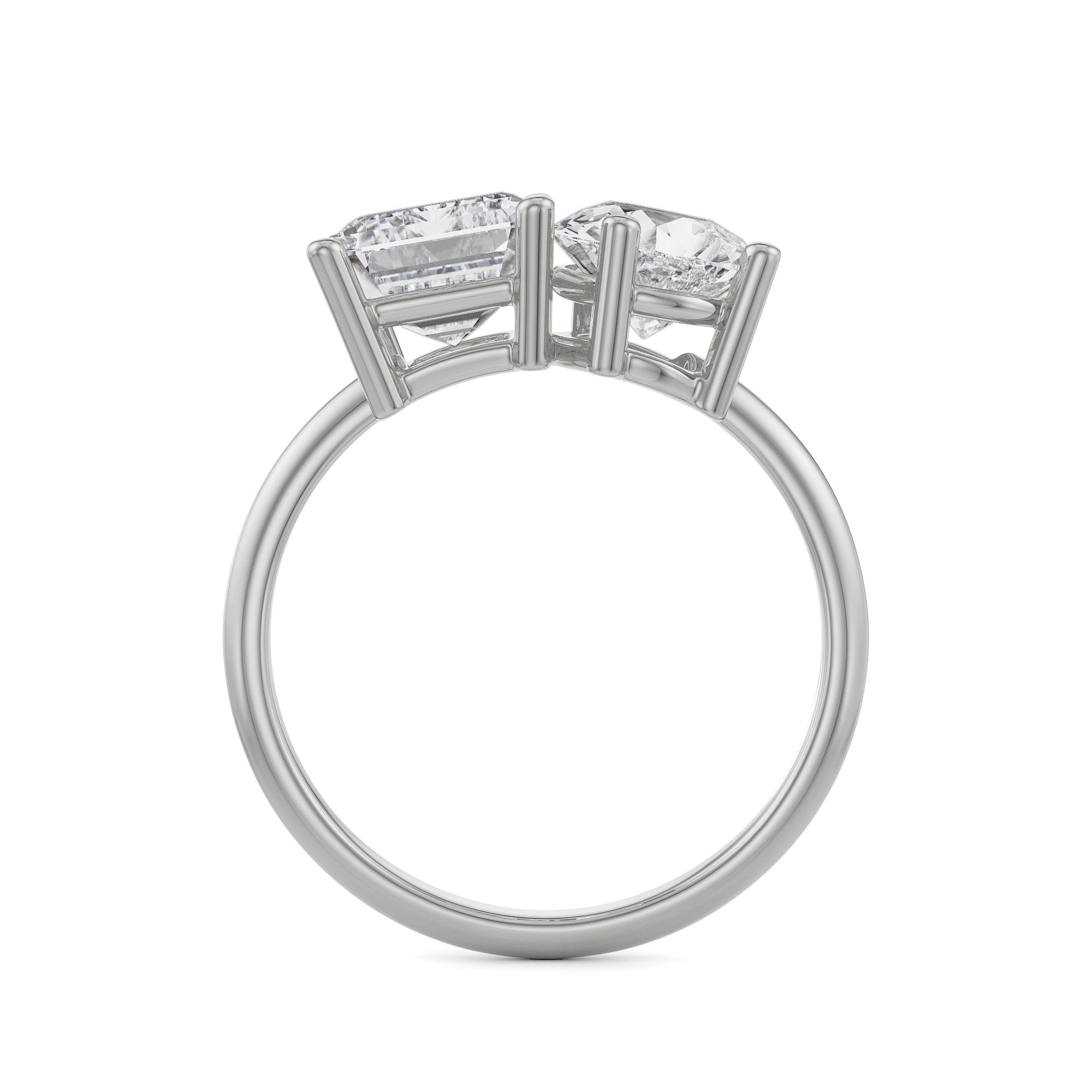 Emerald and Pear Diamond Ring Back View