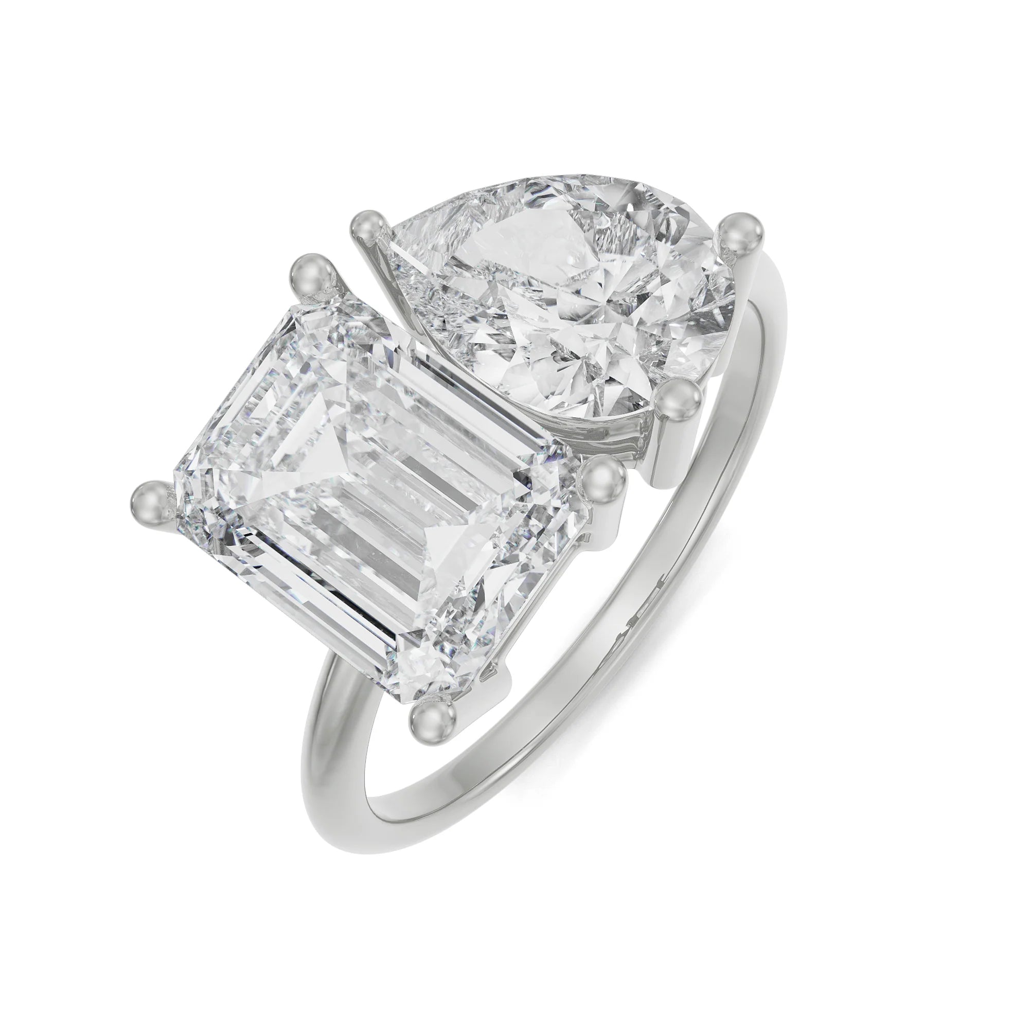 Emerald And Pear Lab Grown Diamond Ring_in-stock