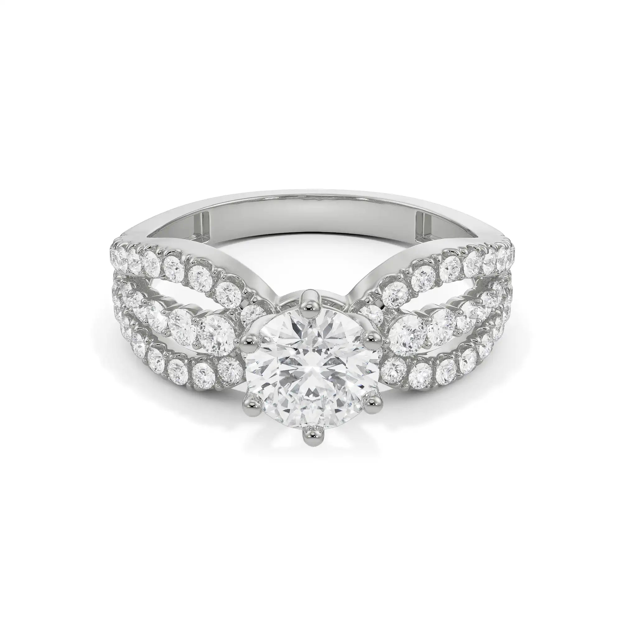 Queen Solitaire Diamond Ring Front View