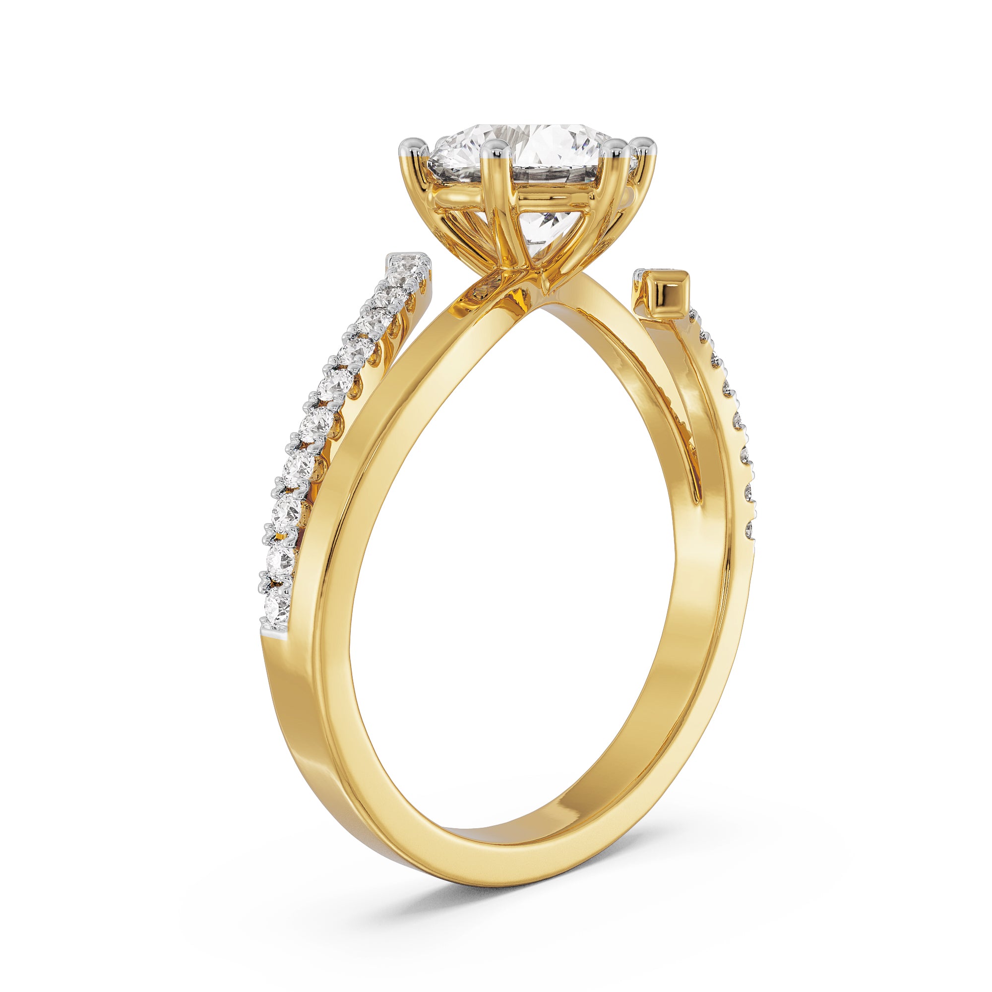 Round Fusion Diamond Ring Side View