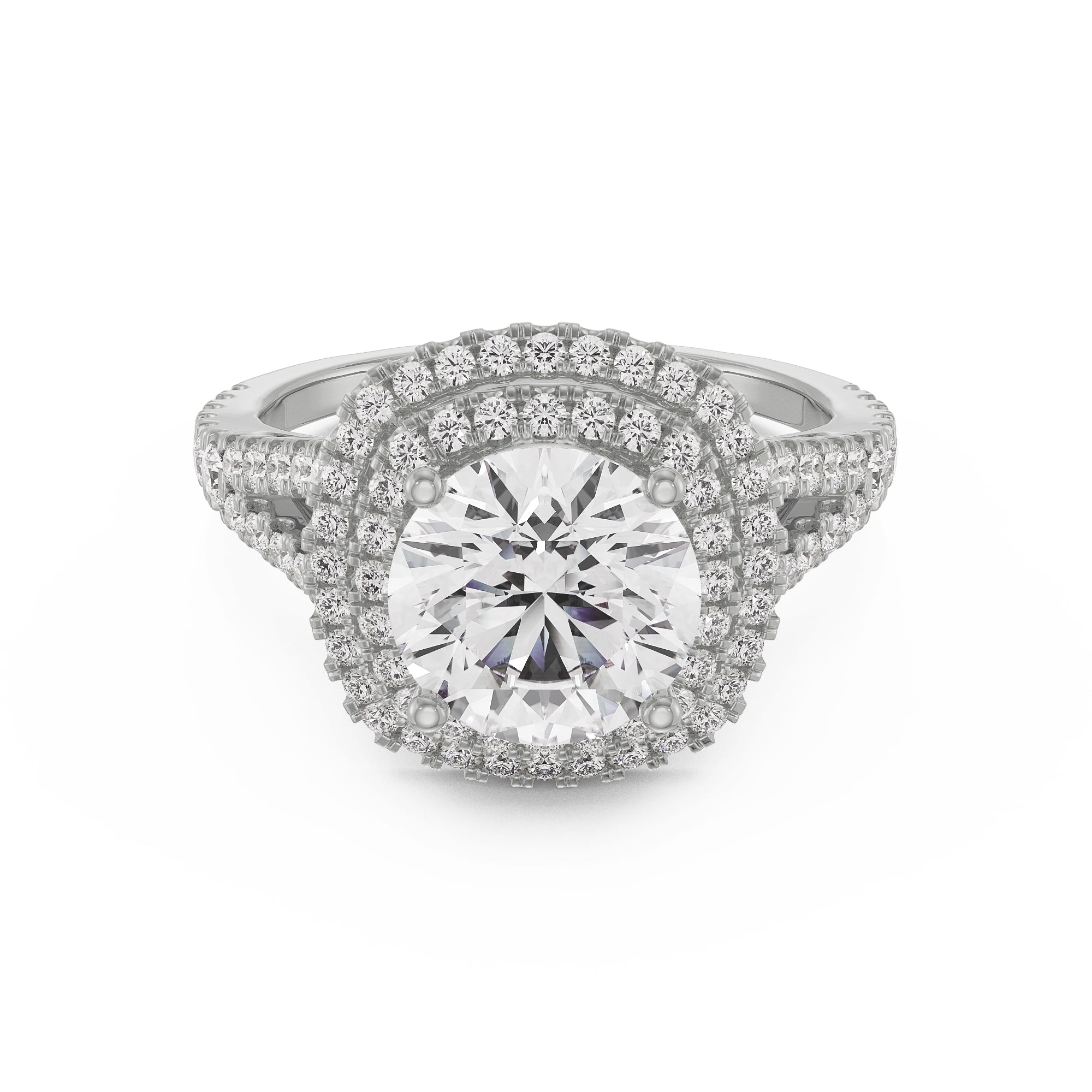 Duo Band Halo Ring Front View