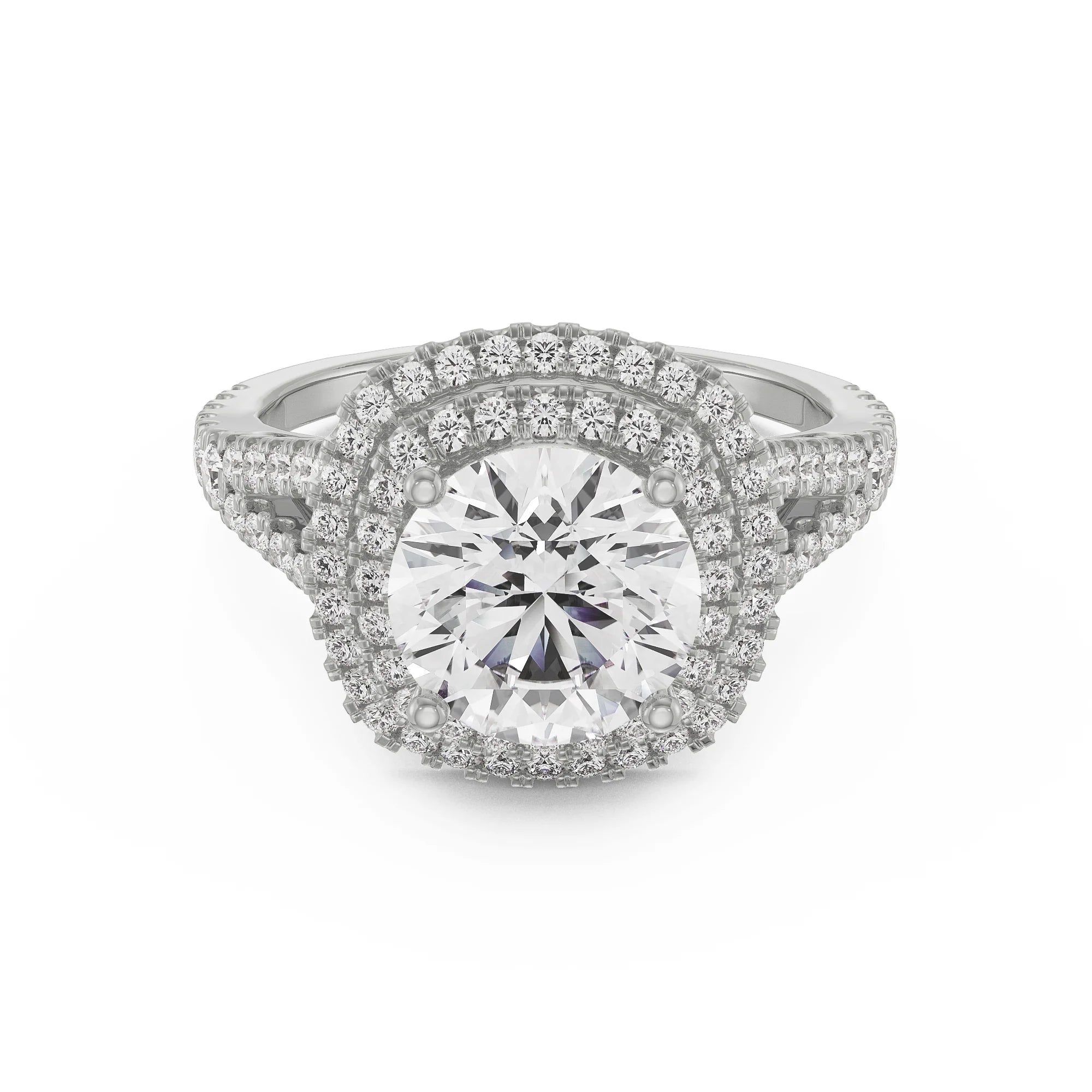 Duo Band Halo Ring Front View in 9KT