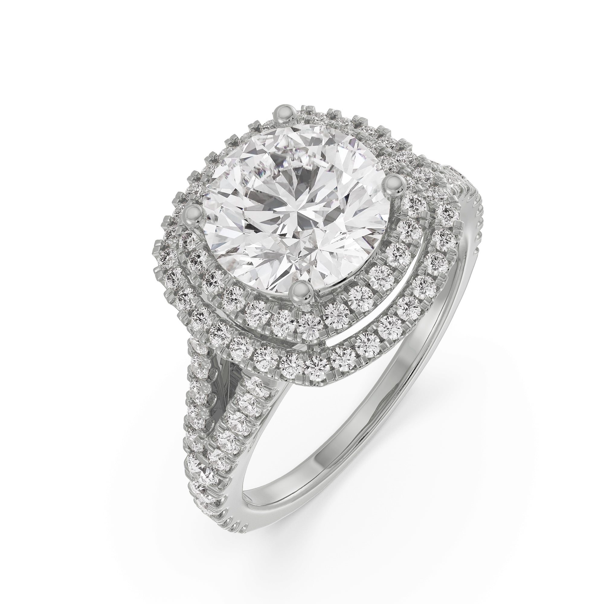 Duo Band Halo Ring Top View