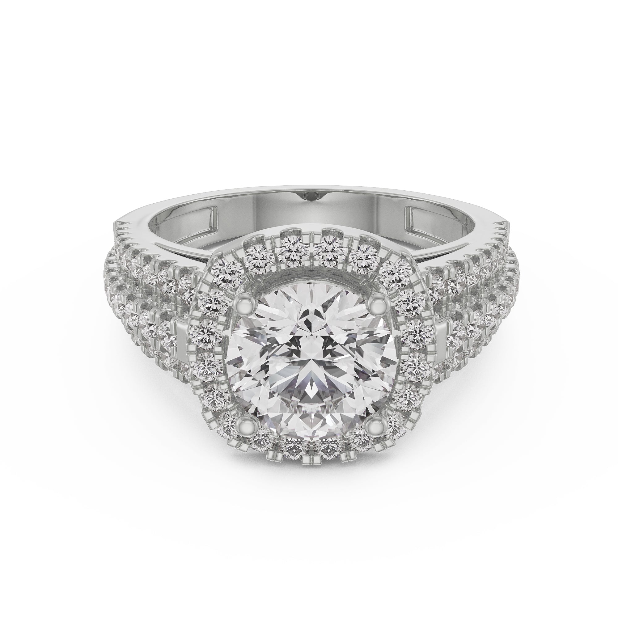 Halo Cushion Diamond Ring Front View