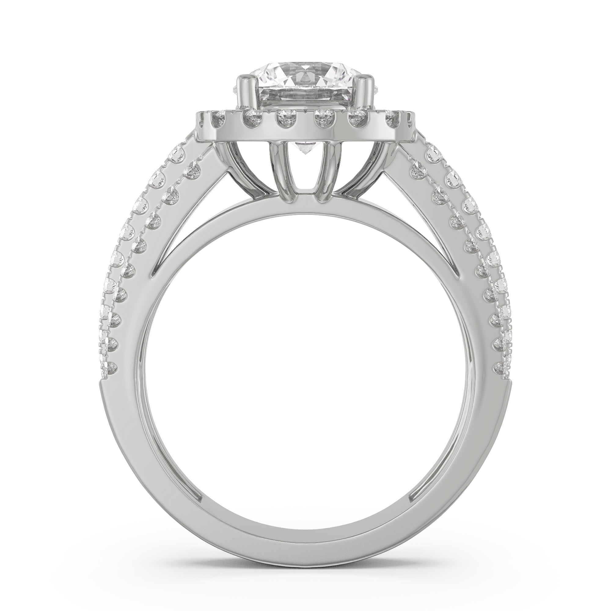 Halo Cushion Diamond Ring Back View