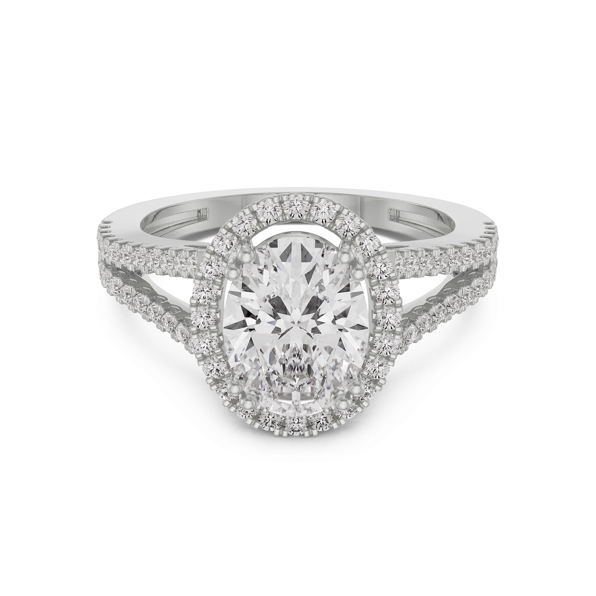 Oval Brilliant Diamond Ring Front View