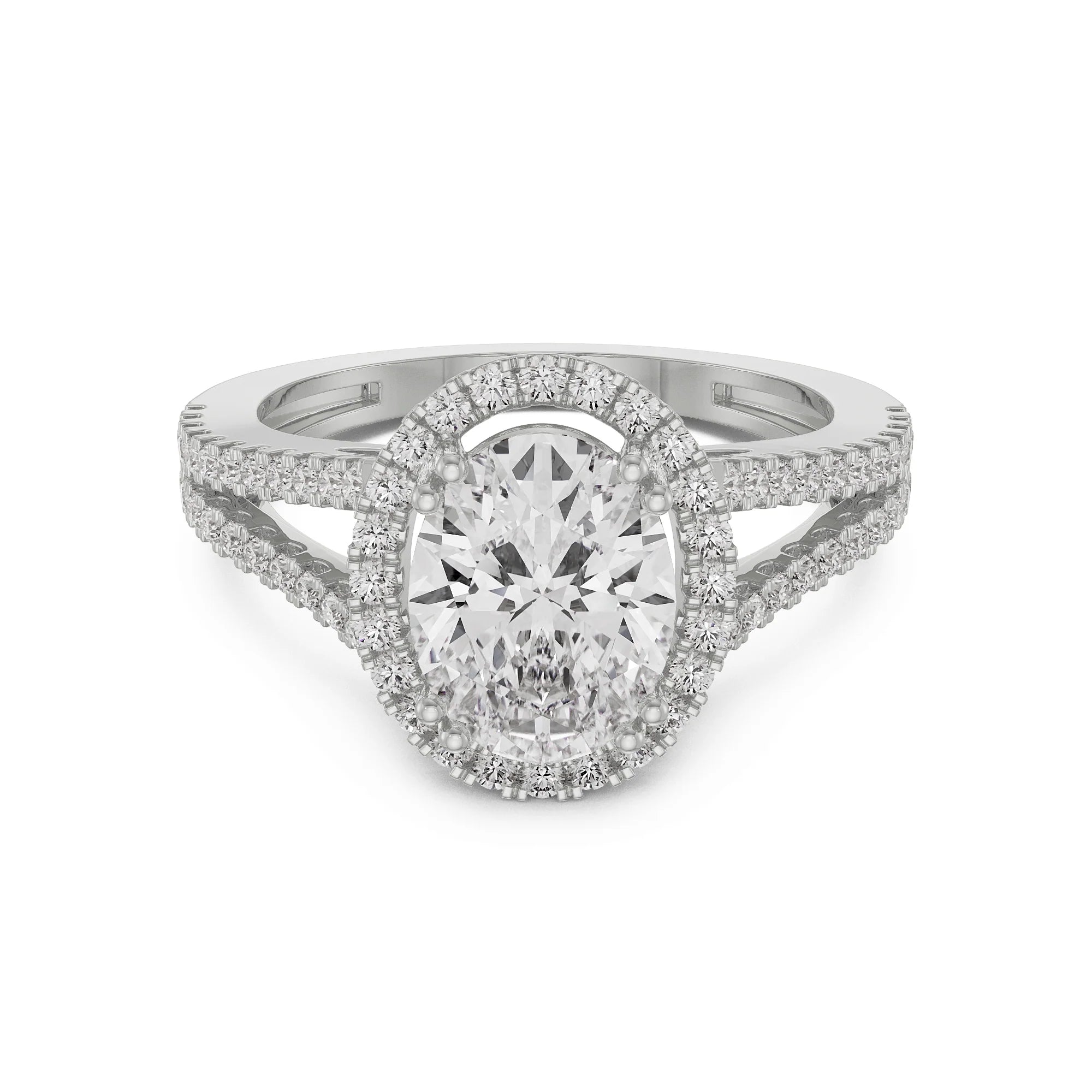 Oval Brilliant Diamond Ring Front View in 9KT
