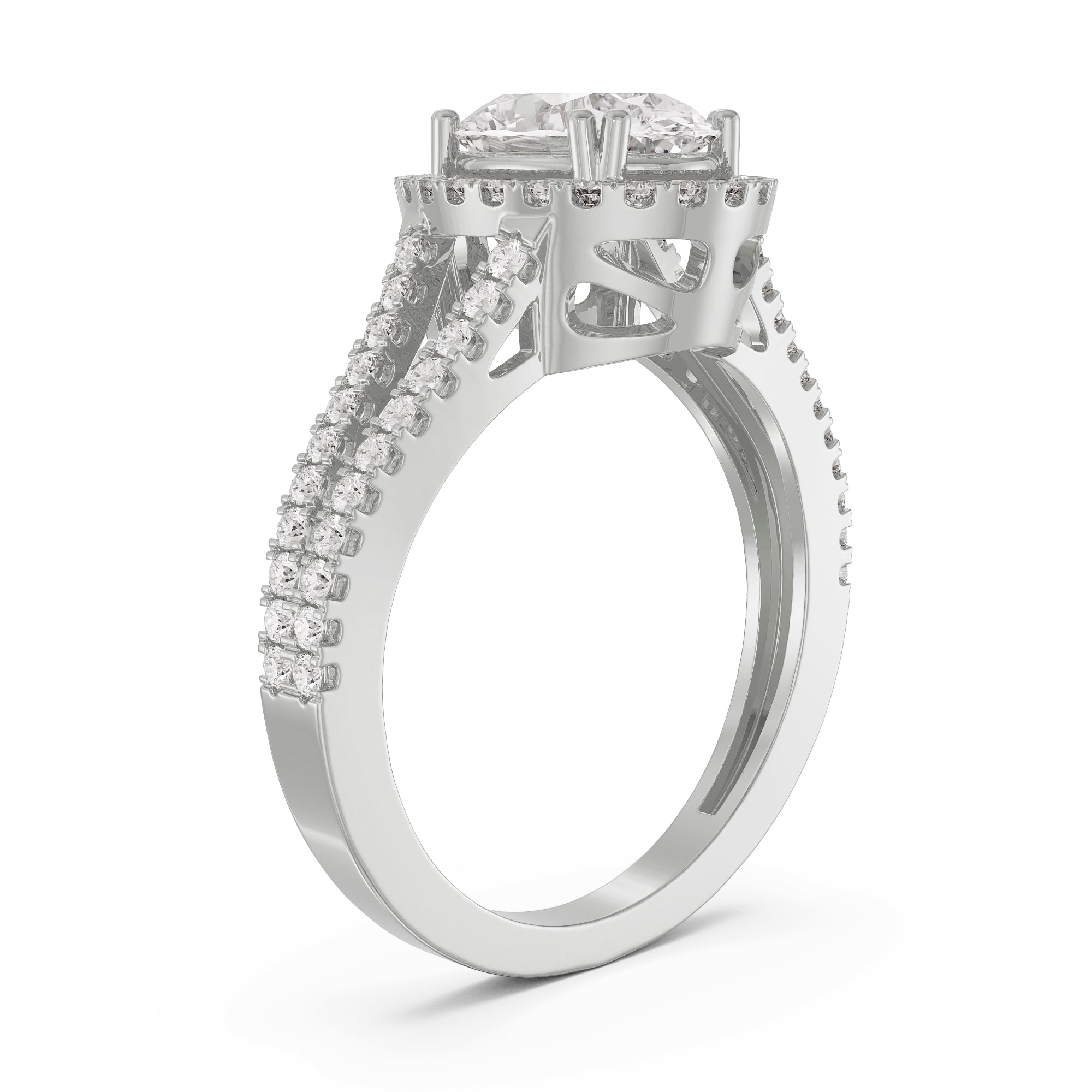 Oval Brilliant Diamond Ring Side View