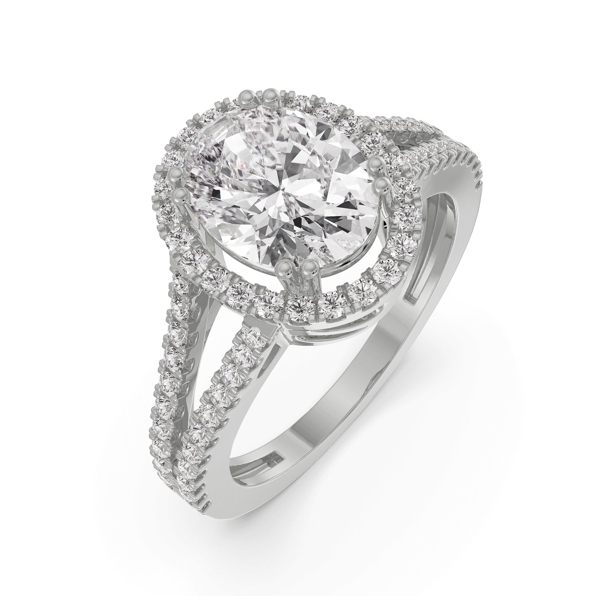 Oval Brilliant Diamond Ring Top View