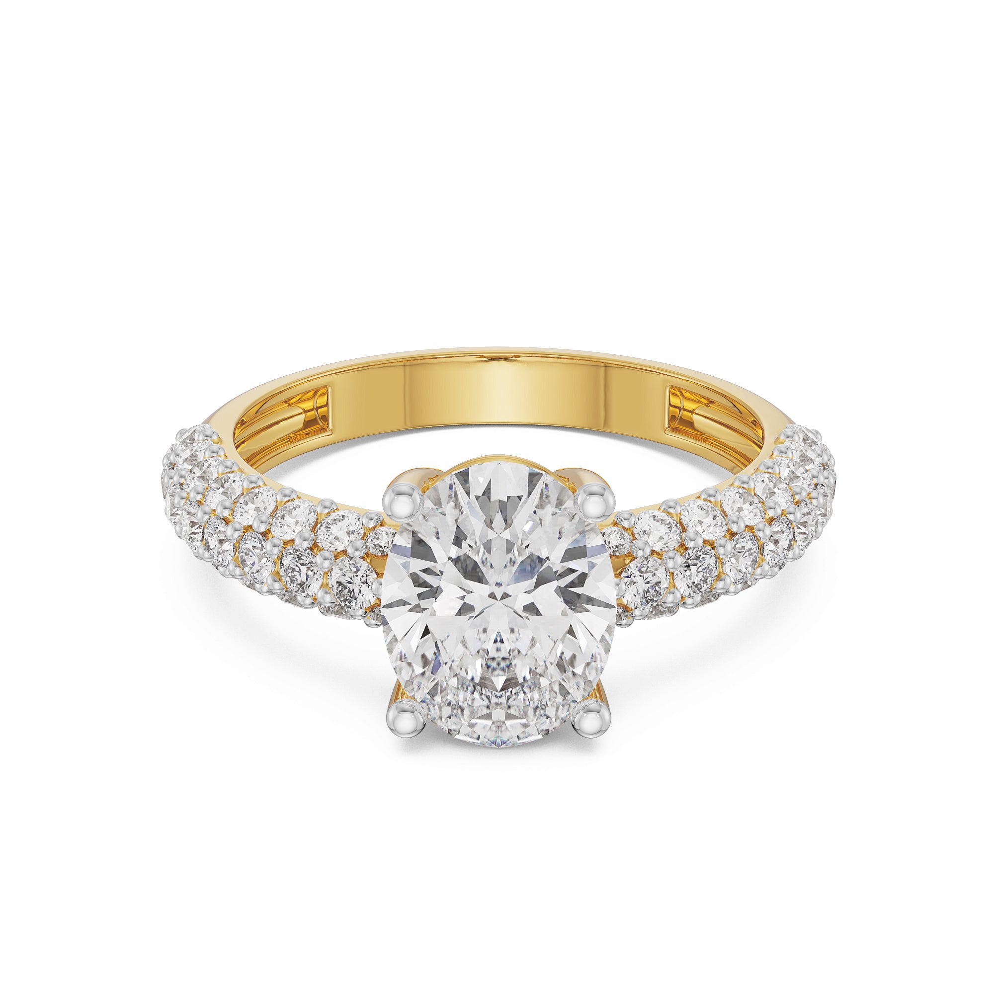 Oval Diamond Pave Ring Front View