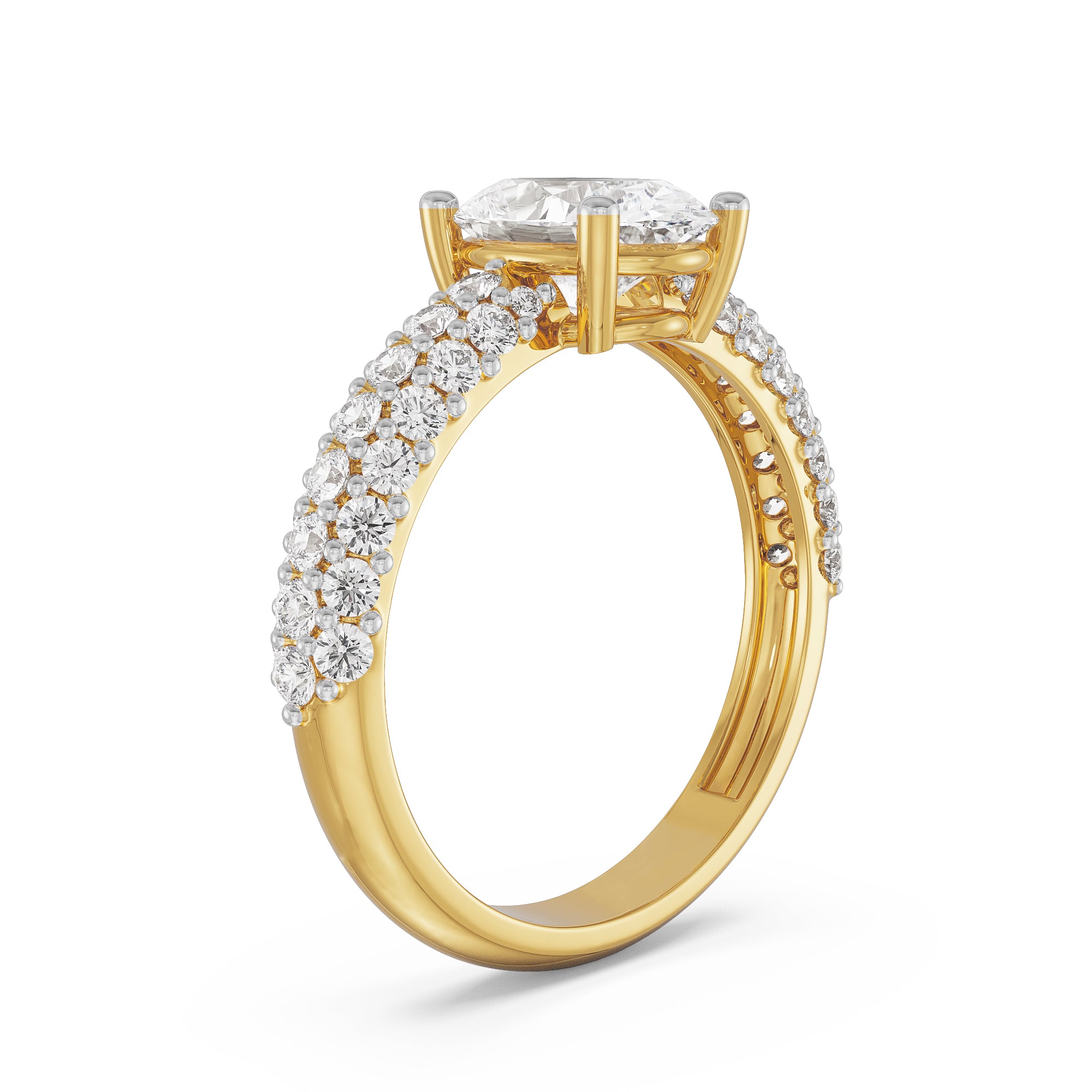 Oval Diamond Pave Ring Side View