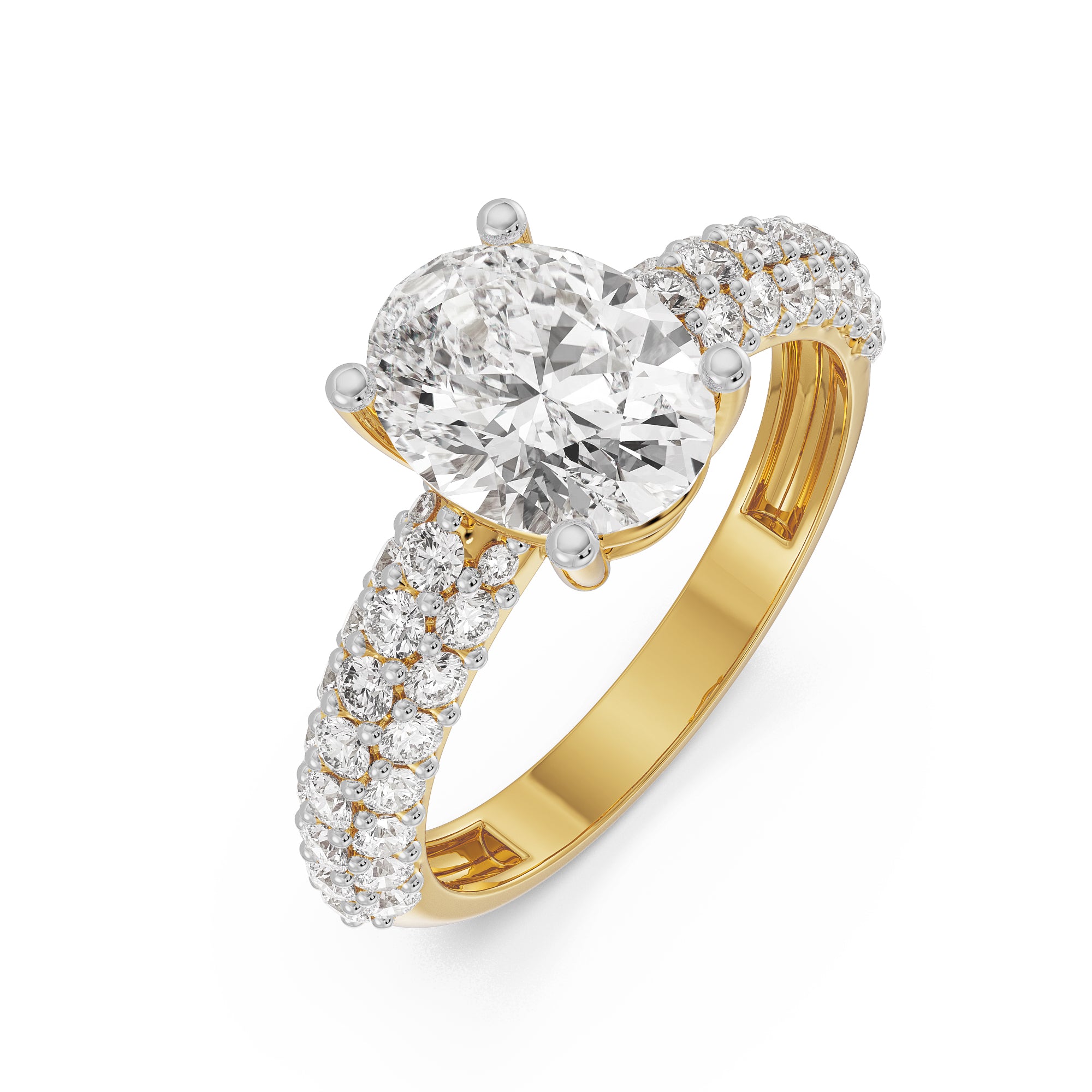 Oval Diamond Pave Ring Top View