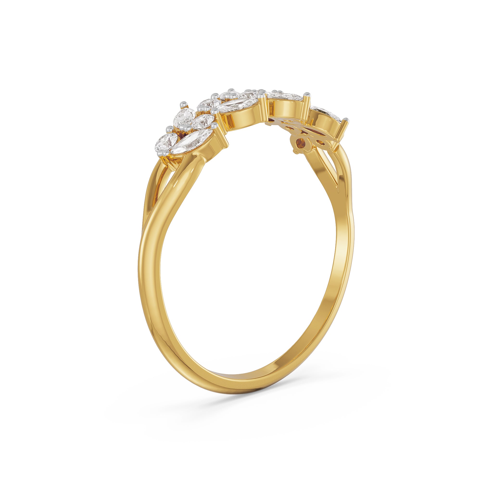 Leafy Diamond Band Back View