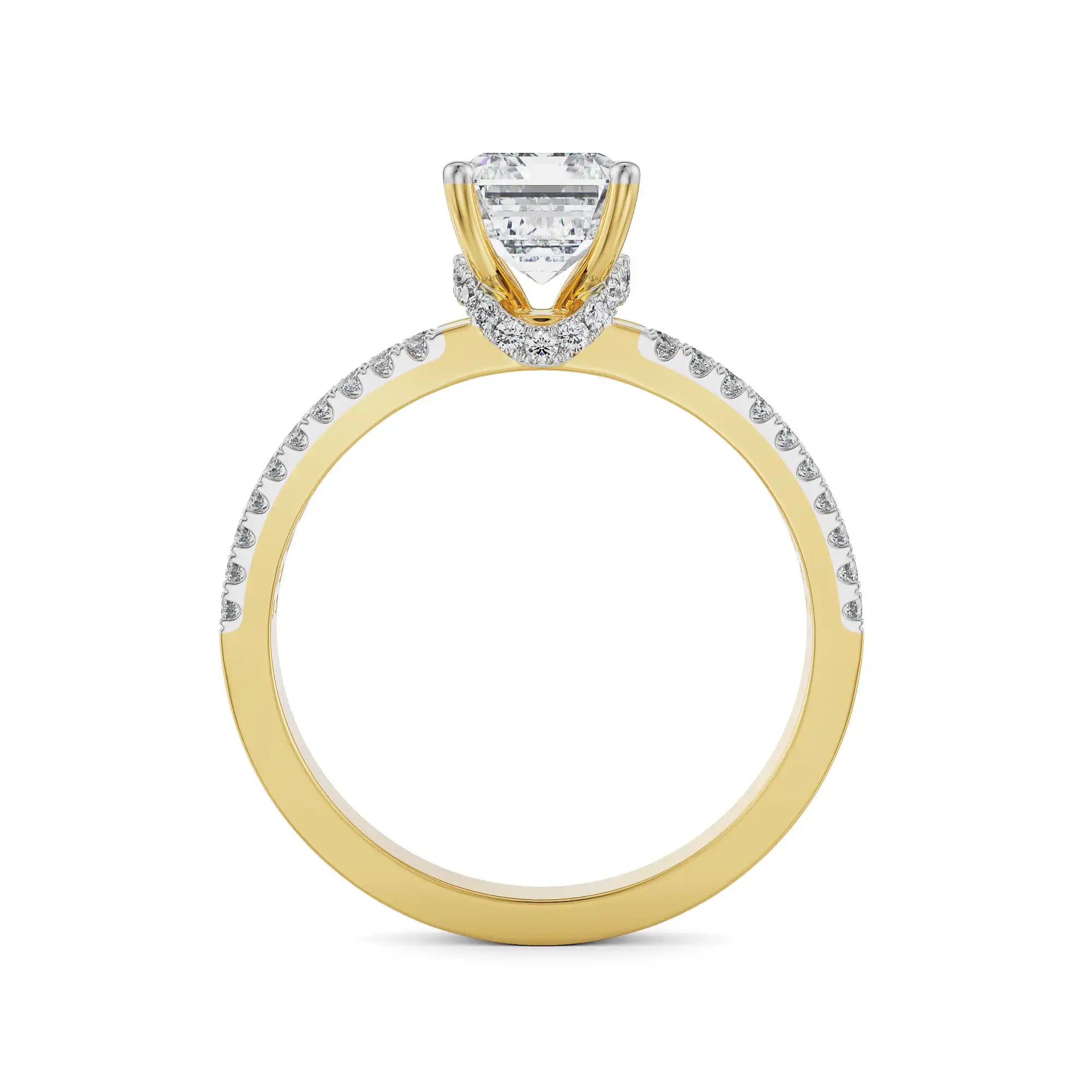 Emerald Cut Bridal Ring Side View