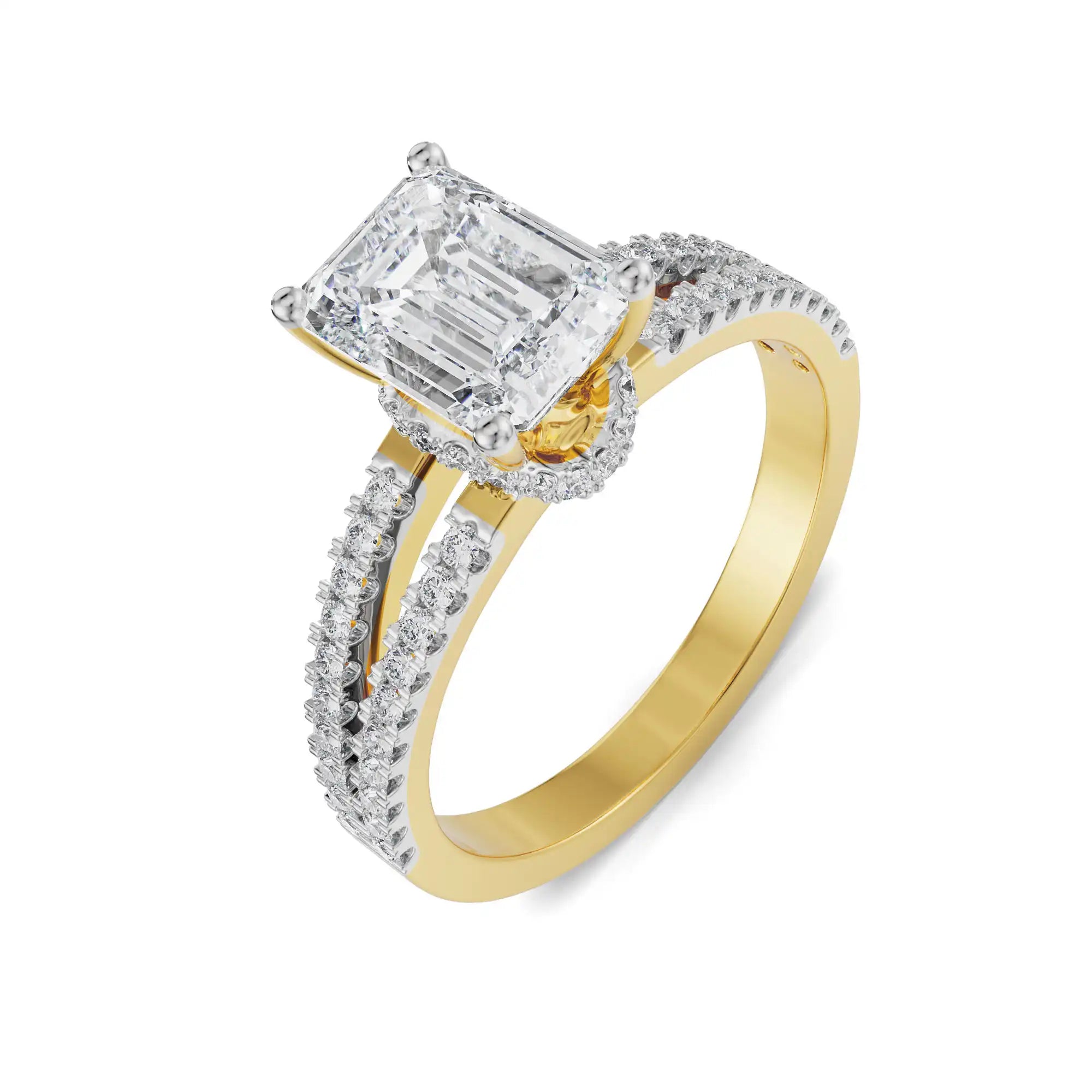 Emerald Cut Bridal Ring Top View