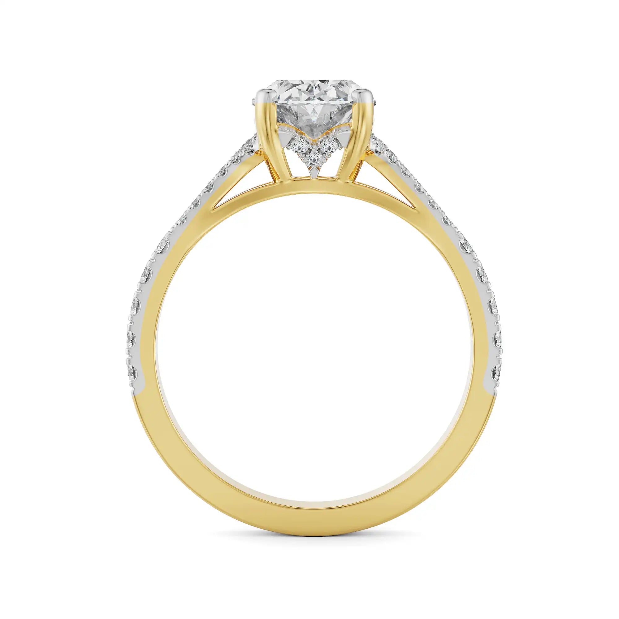 Solitaire Oval Bridal Ring Side View