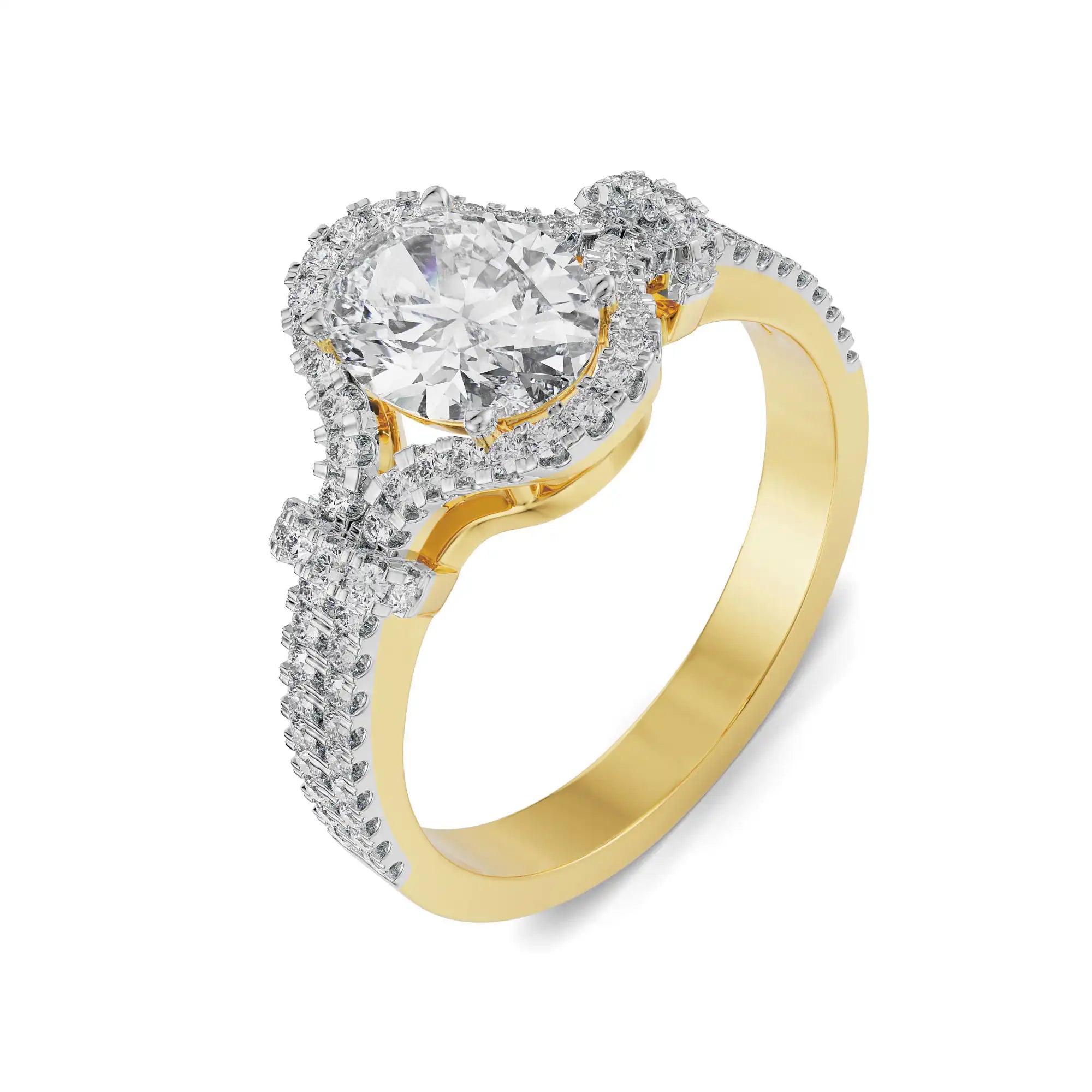 Glimmery Oval Engagement Ring Top View