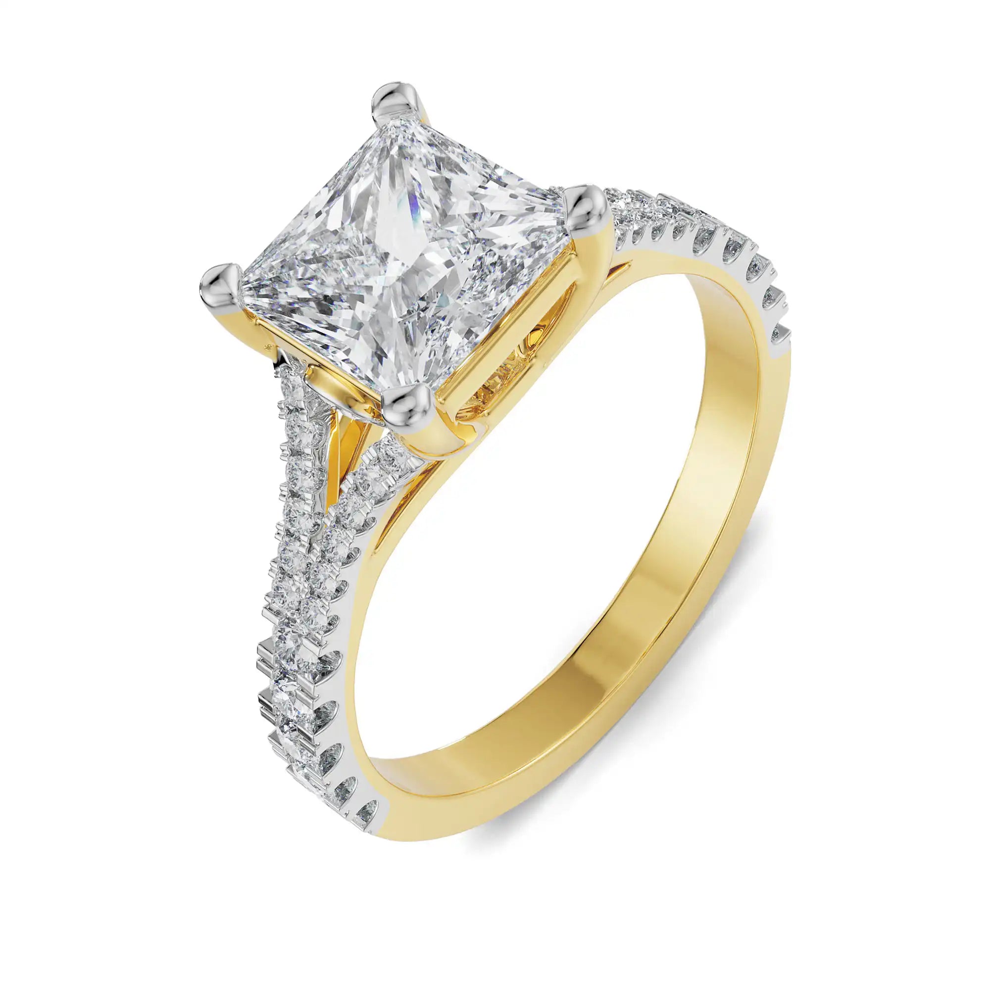 Mauve Princess Cut Engagement Ring Top View