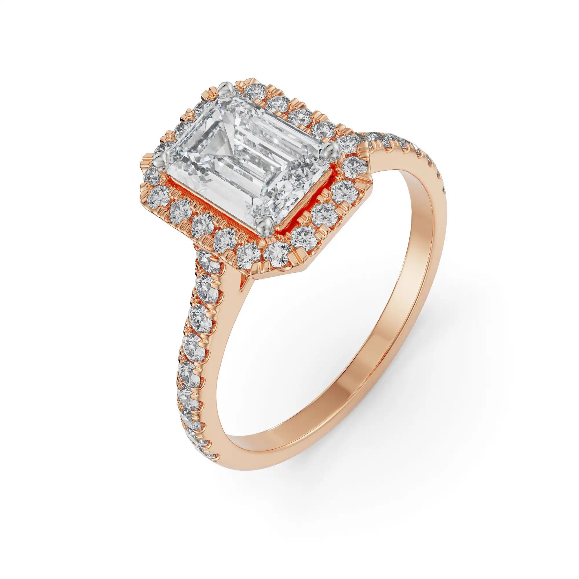 Pave Diamond Halo Engagement Ring Top View