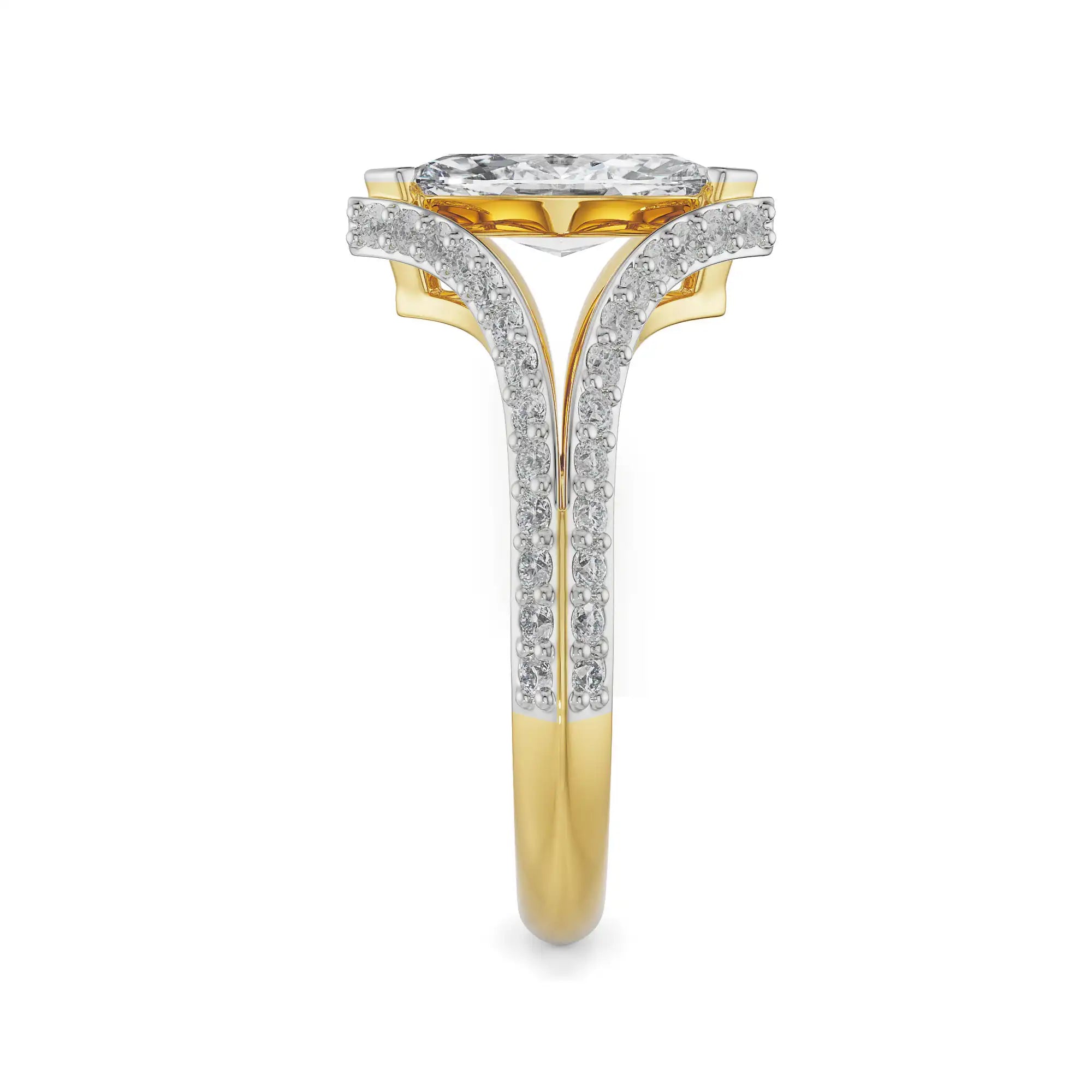 Marquise Cut Bridal Ring Side View