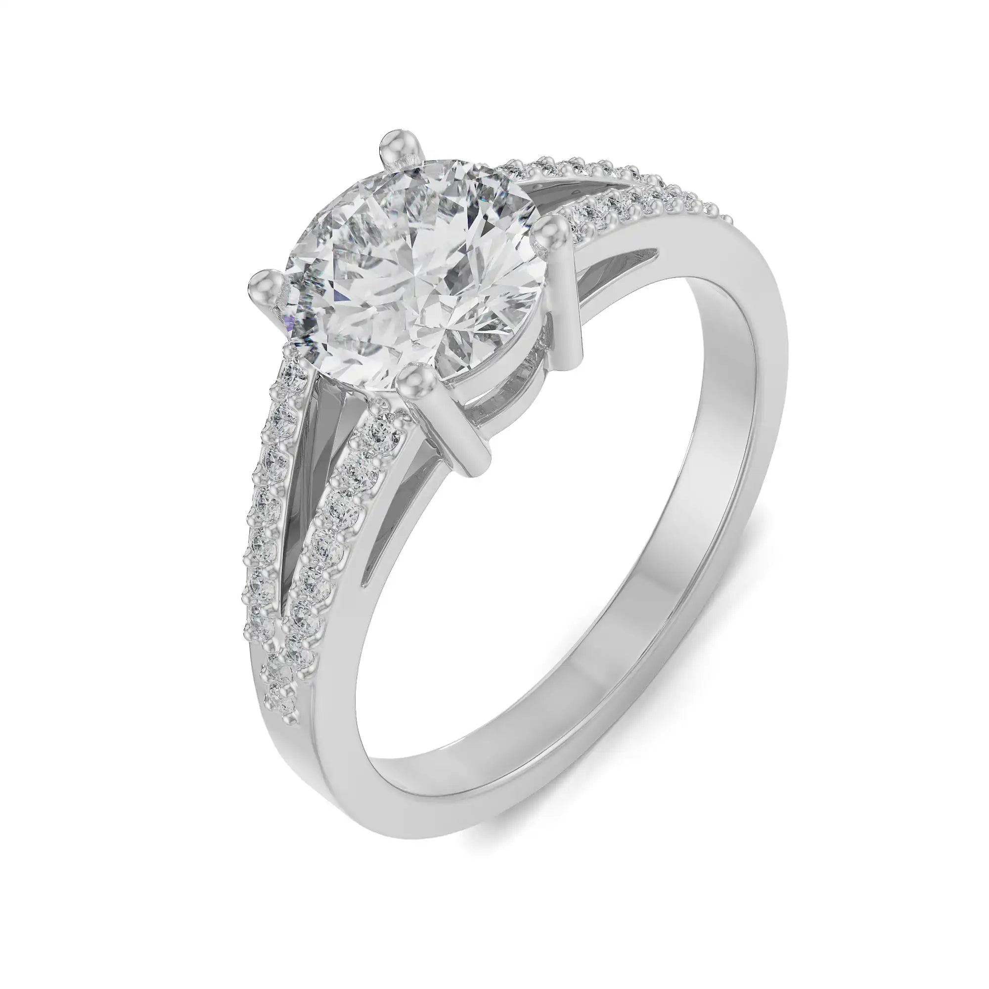 Pave Round Engagement Ring Top View