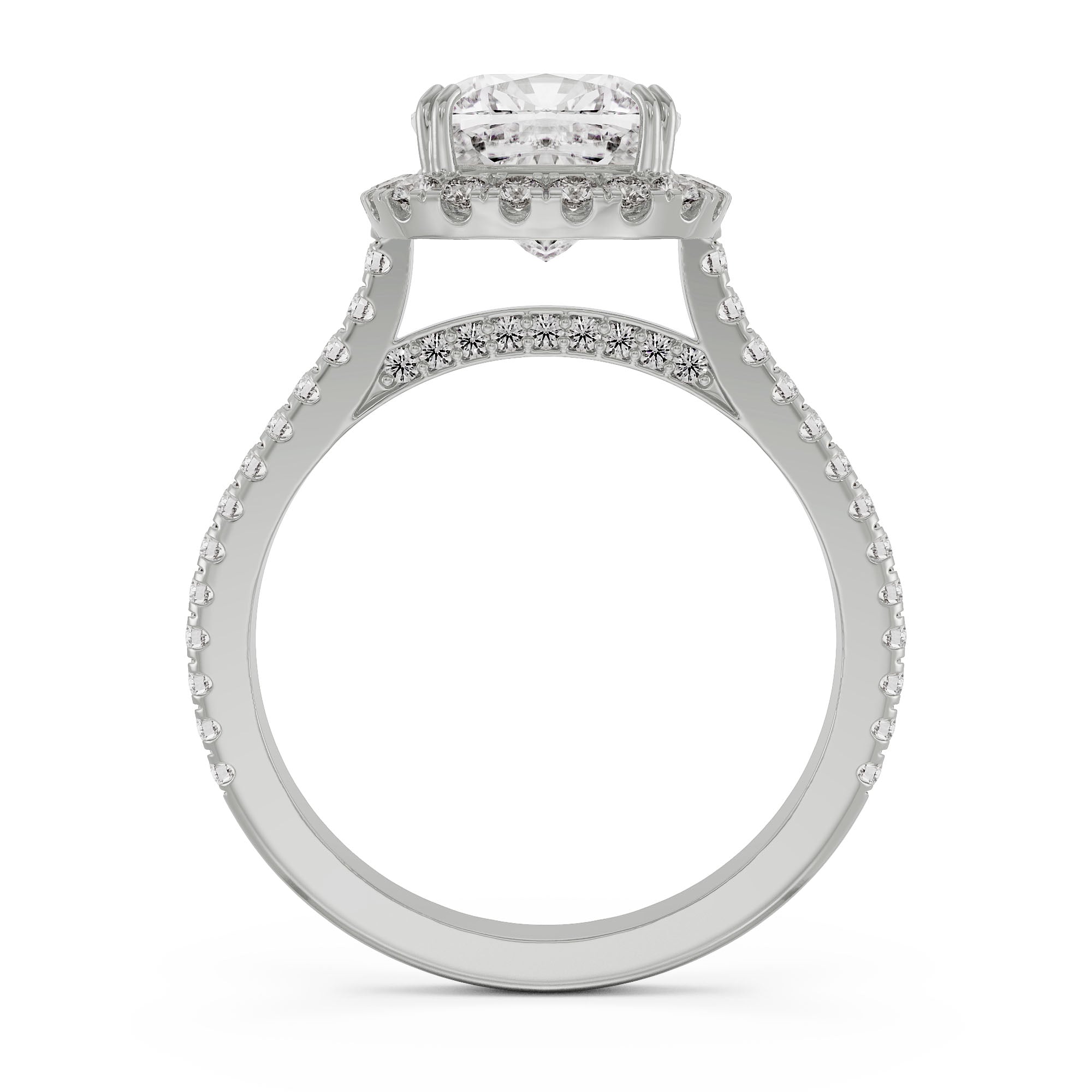Cushion Halo Engagement Ring Back View