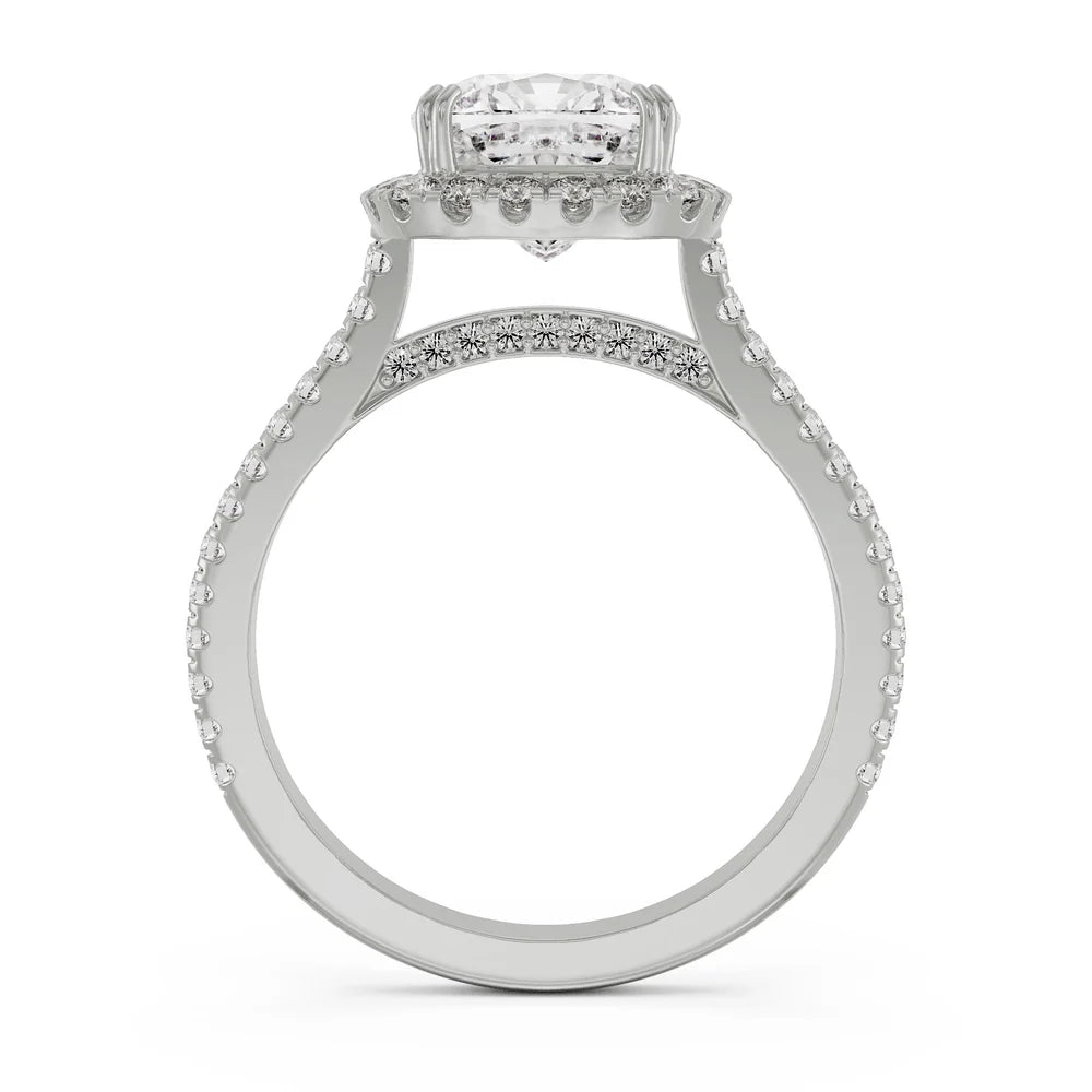 Cushion Halo Lab Diamond Engagement Ring 9KT