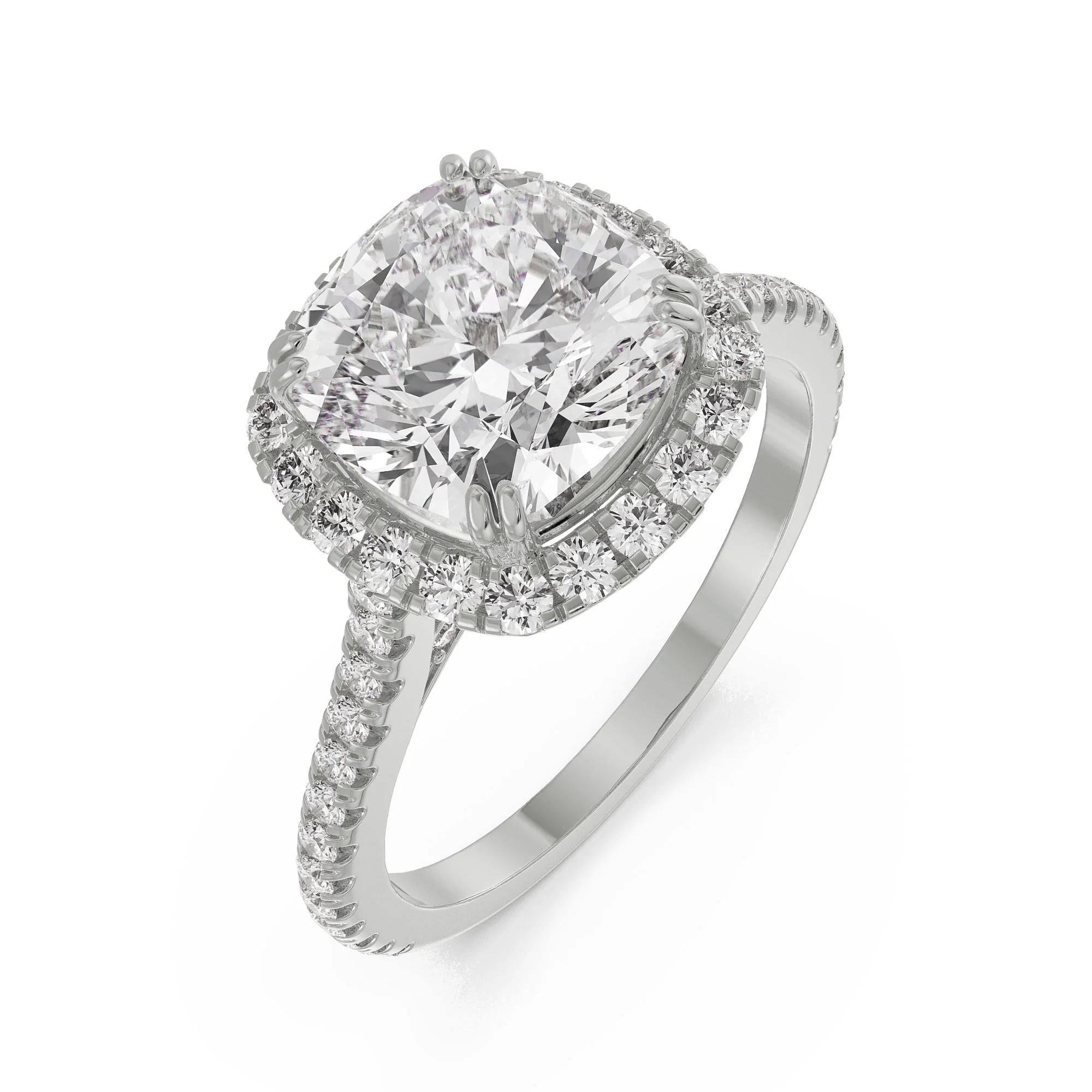 Cushion Halo Engagement Ring Top View in 9KT