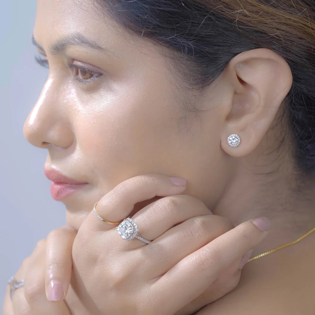 Cushion Halo Lab Diamond Engagement Ring