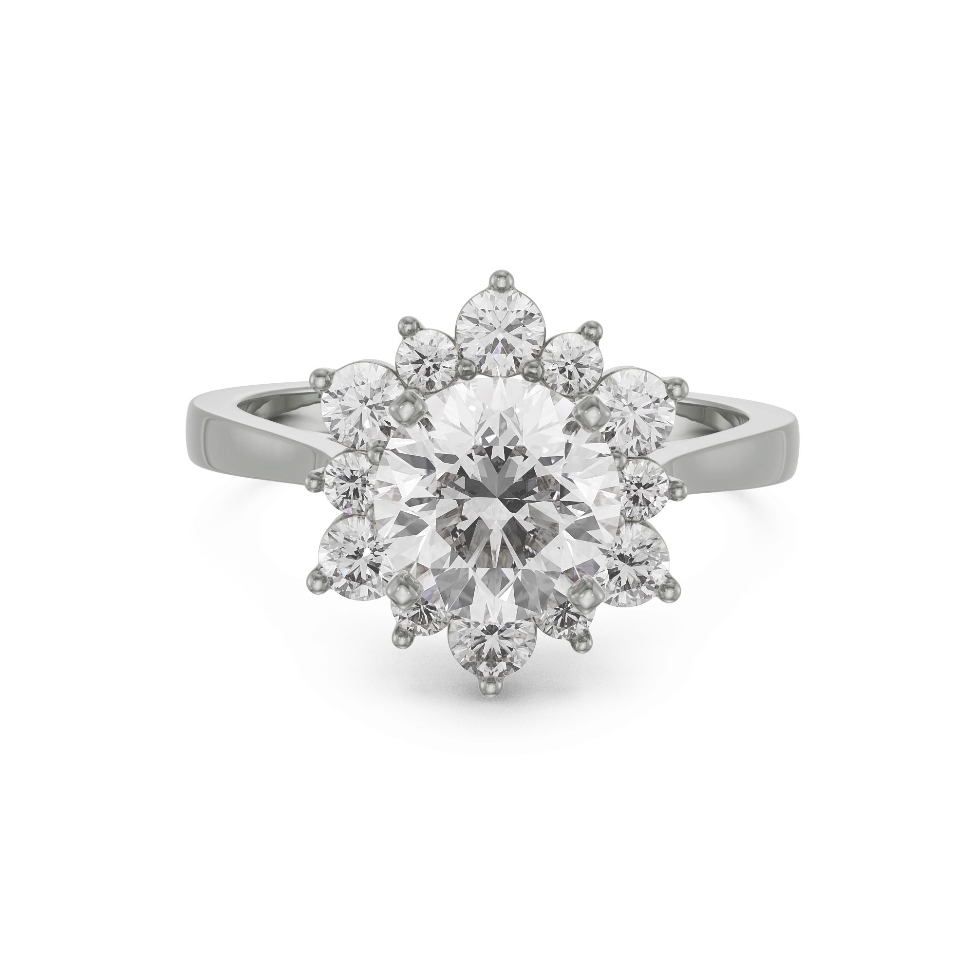 Star Halo Engagement Ring Front View