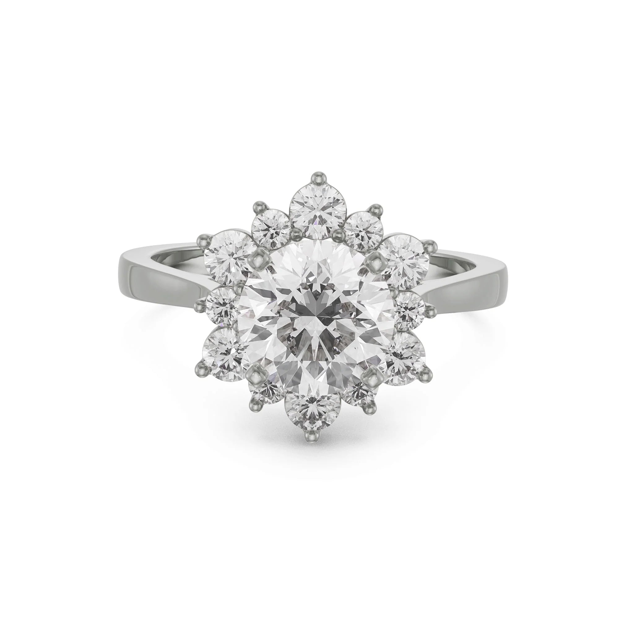 Star Halo Engagement Ring Front View in 9KT