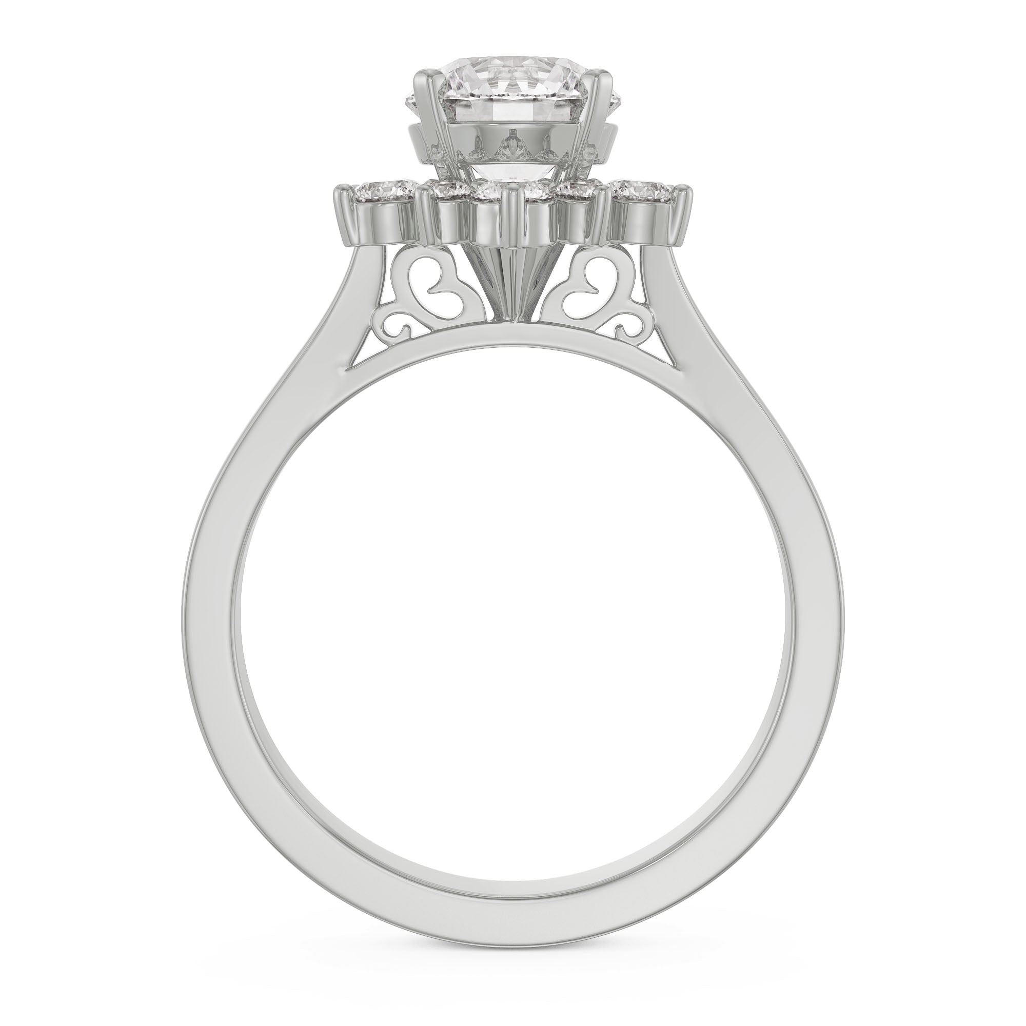 Star Halo Engagement Ring Back View