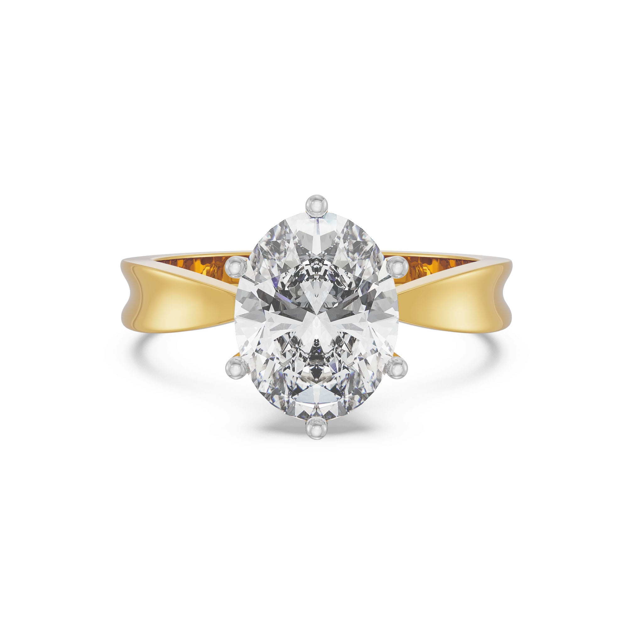 Oval Solitaire Engagement Ring Front View