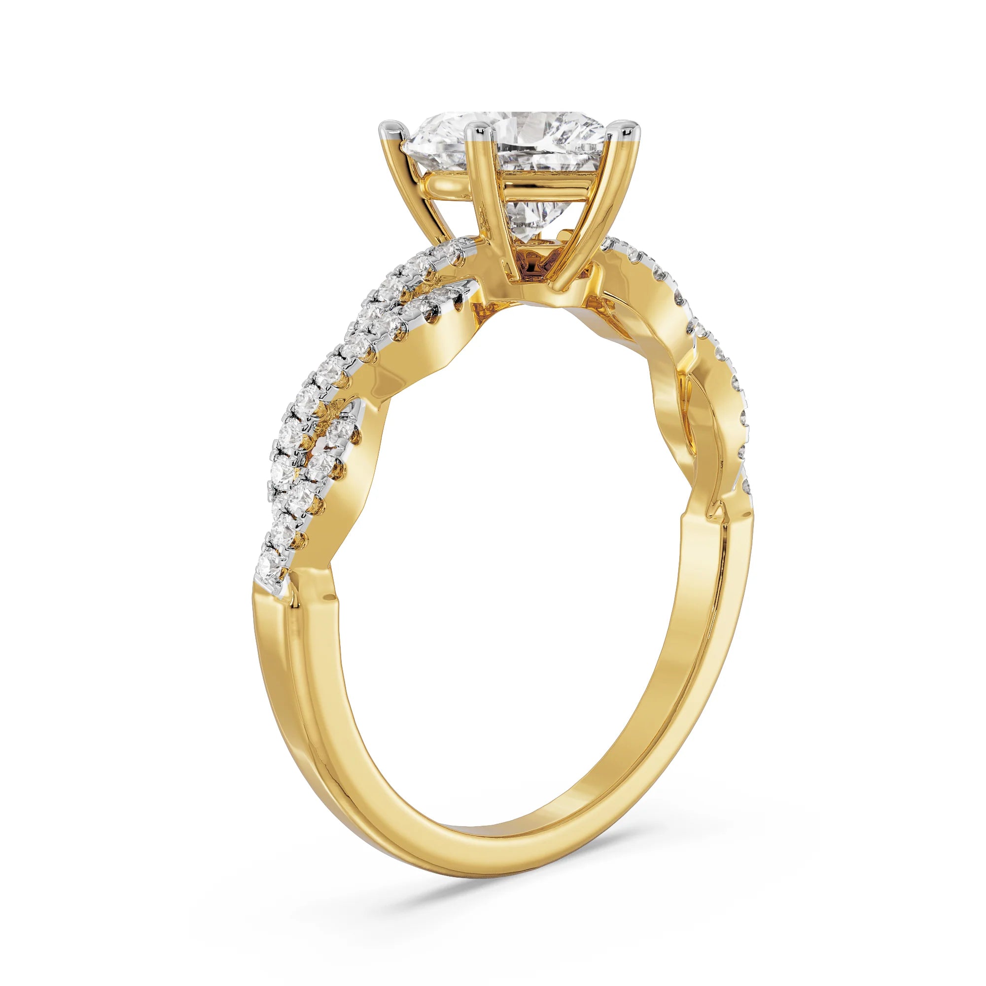 Heart Infinity Diamond Ring Side View in 9KT