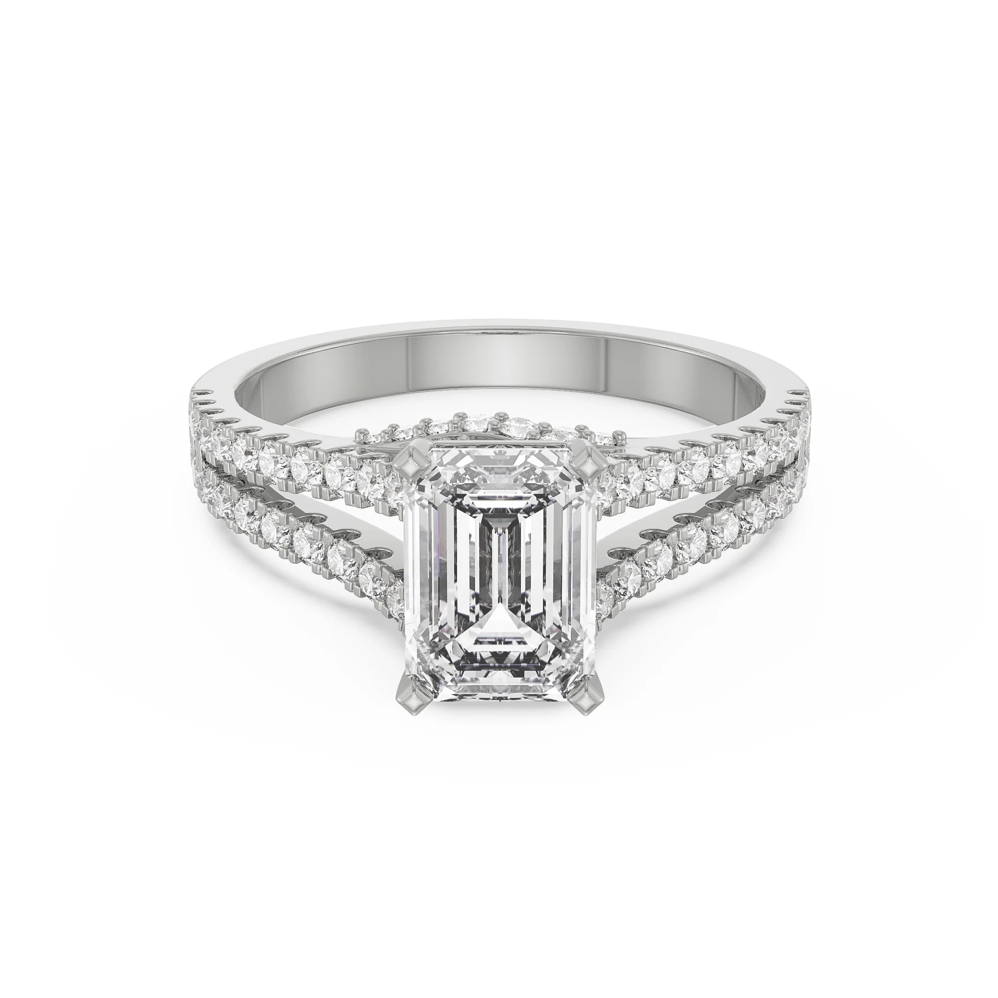 Timeless Emerald Engagement Ring Front View in 9KT