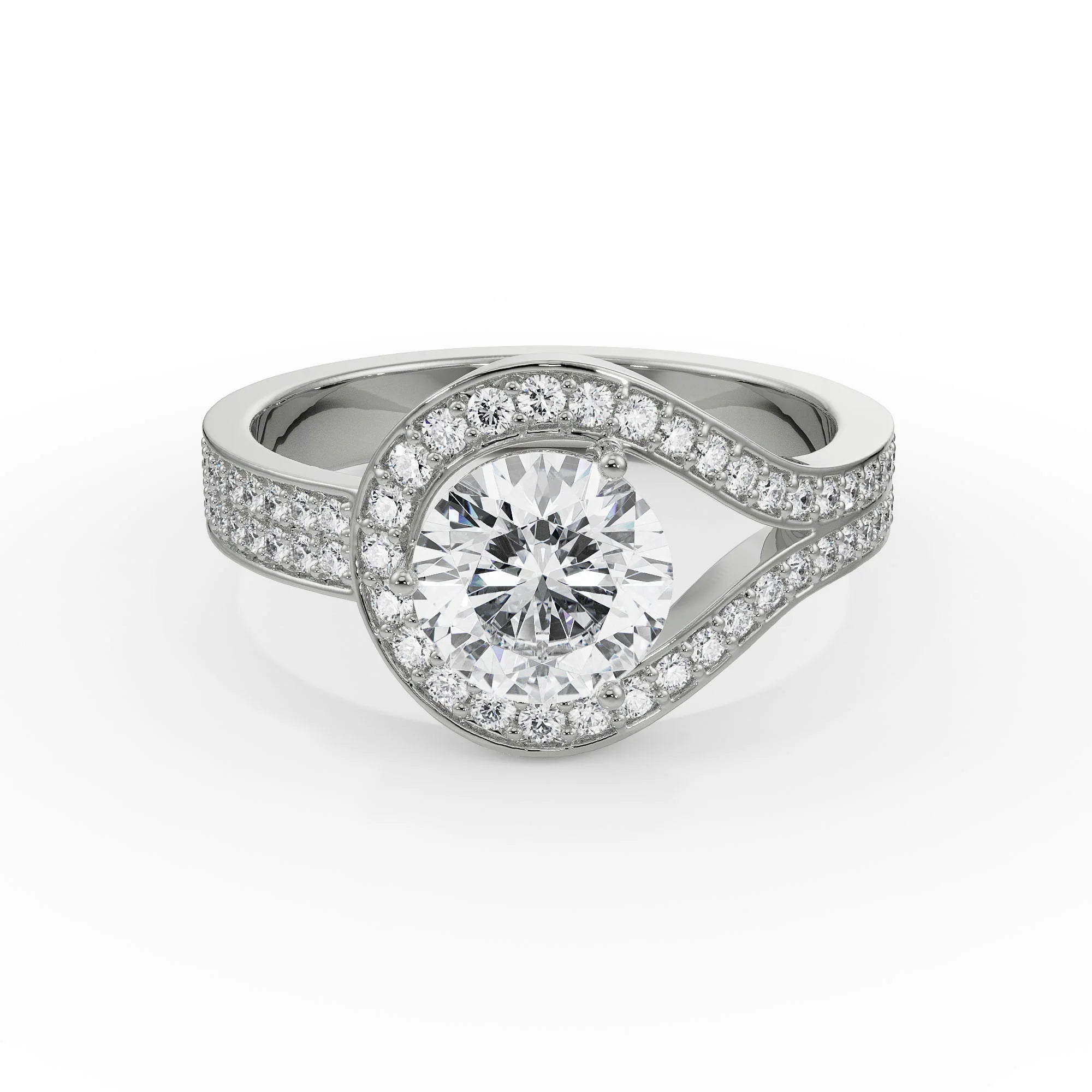 Lorez Pave Diamond Ring Front View in 9KT