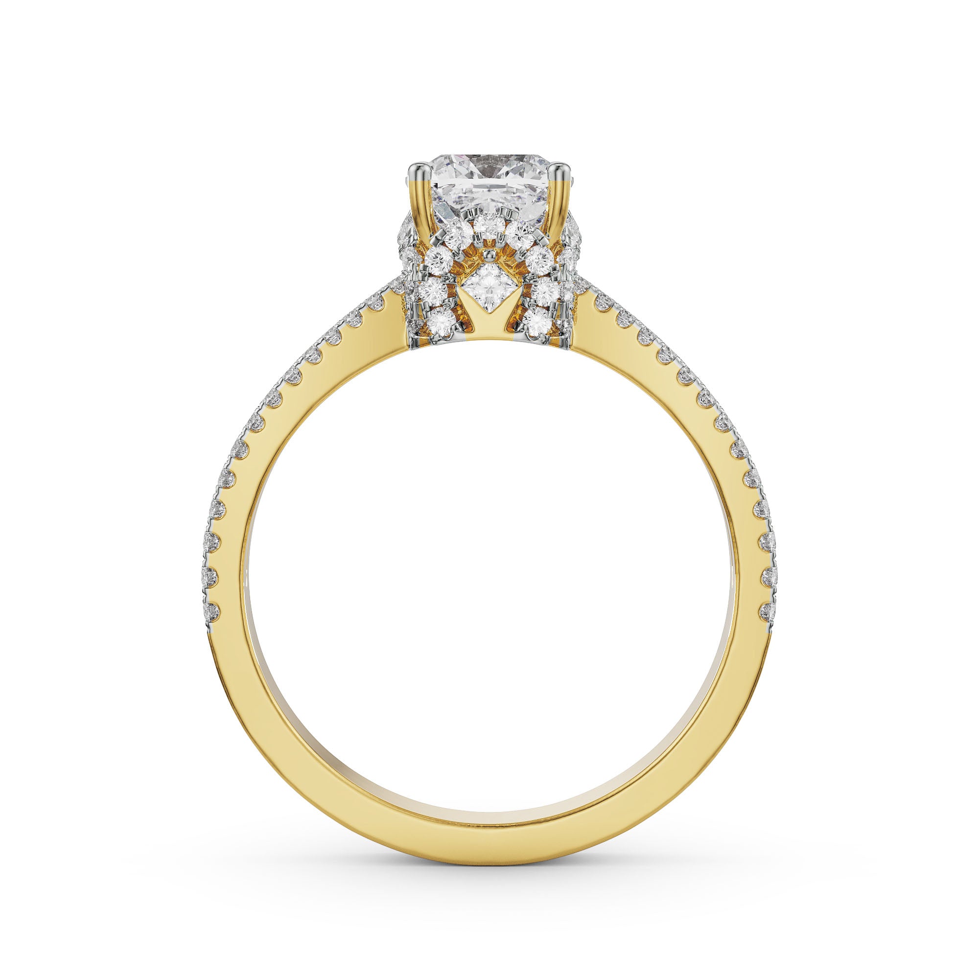 Cushion Cut Engagement Ring Back View