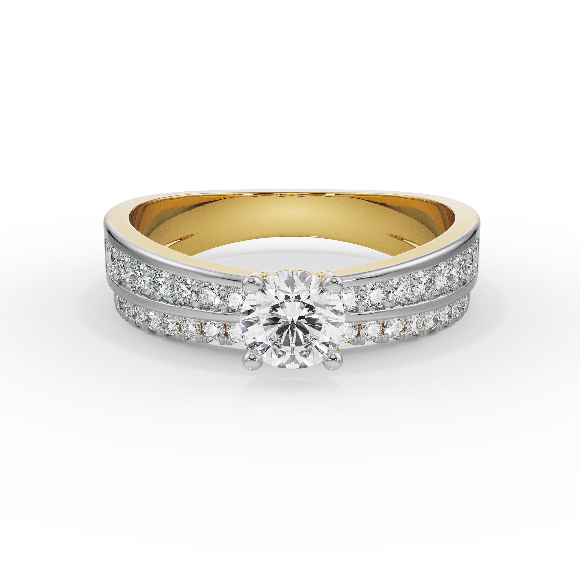 Gleaming Bridal Engagement Set Front View