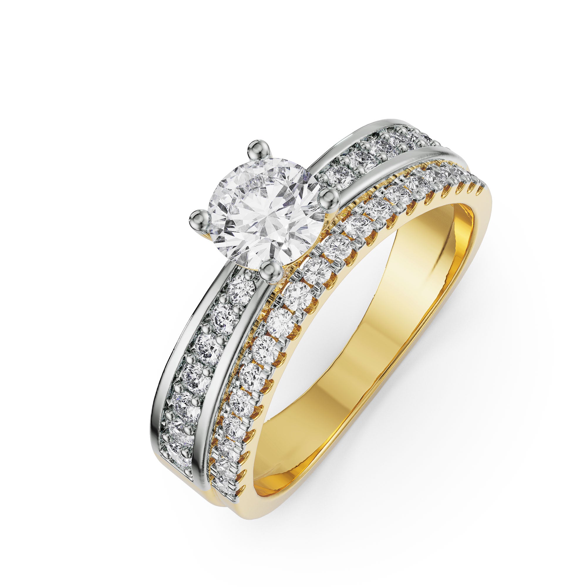 Gleaming Bridal Engagement Set Top View