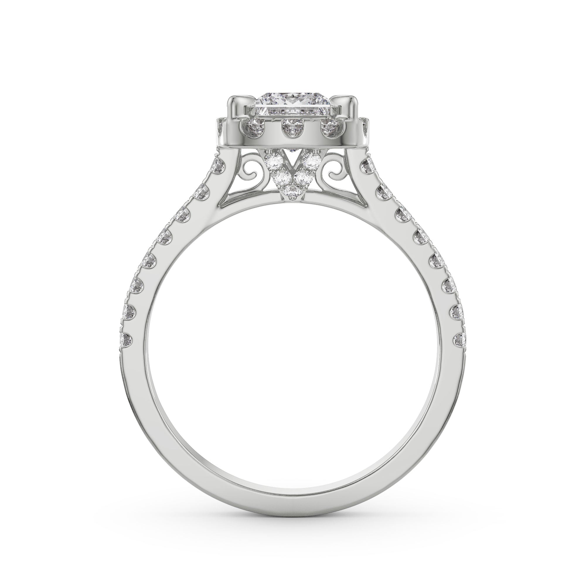 Princess Cut Bridal Ring Back View