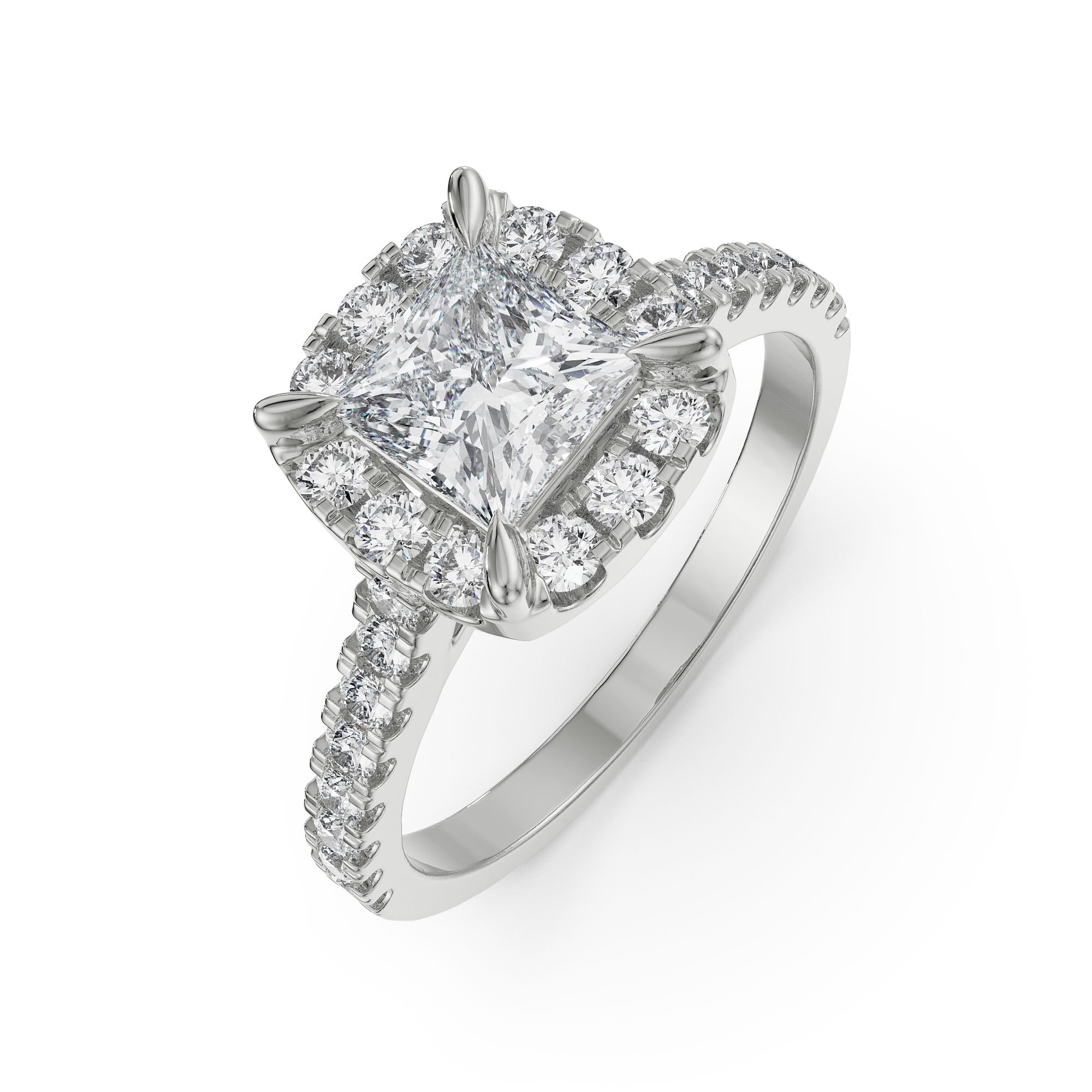 Princess Cut Bridal Ring Top view