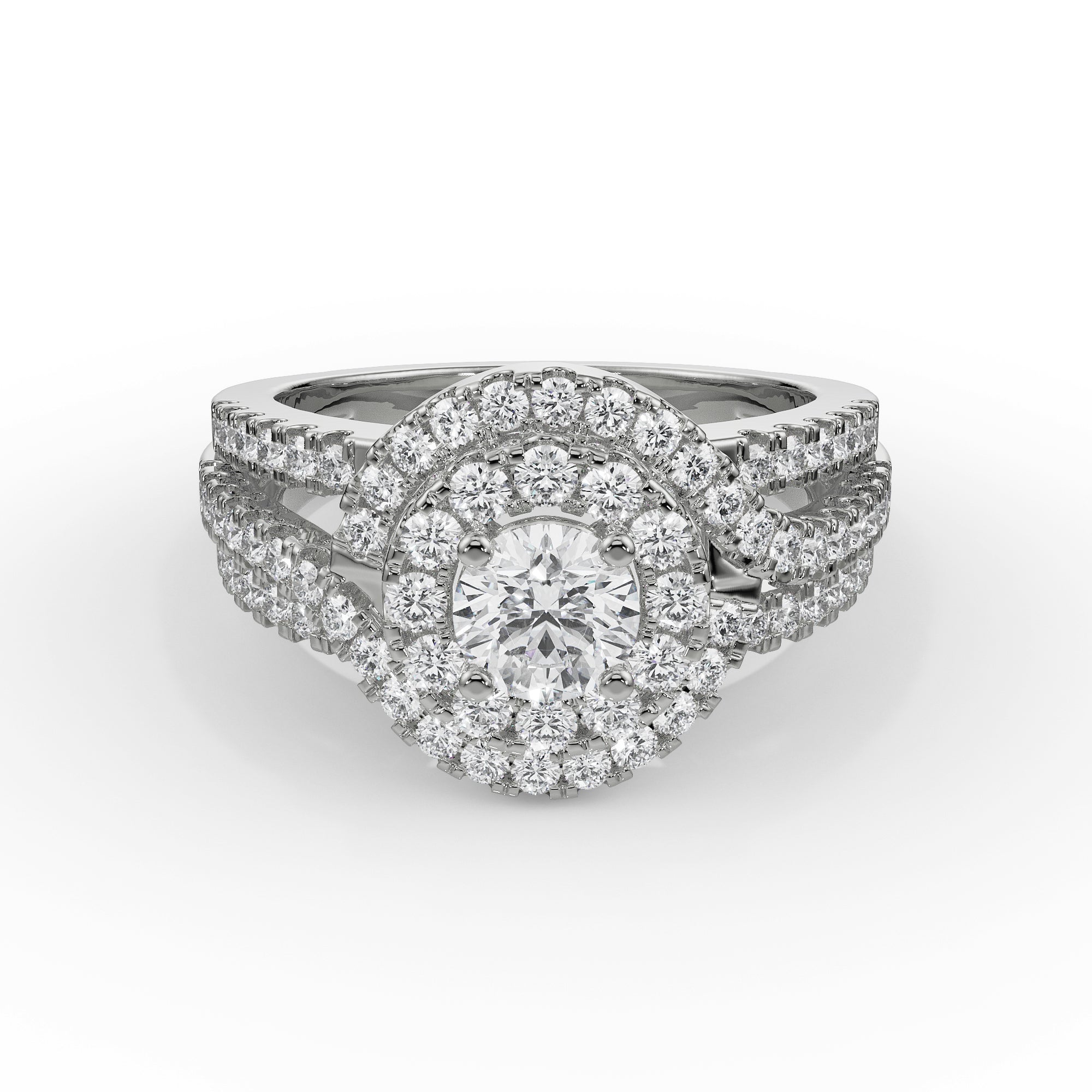 Duo Halo Engagement Ring Front View