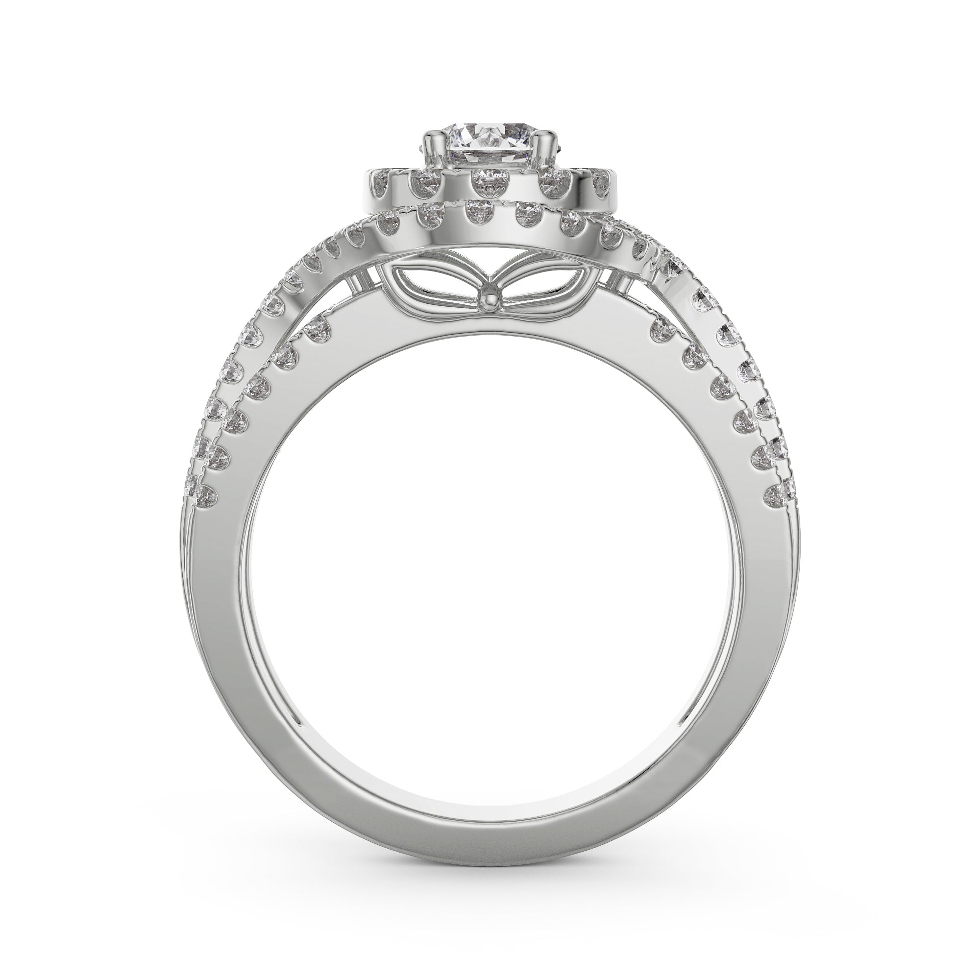 Duo Halo Engagement Ring Back View