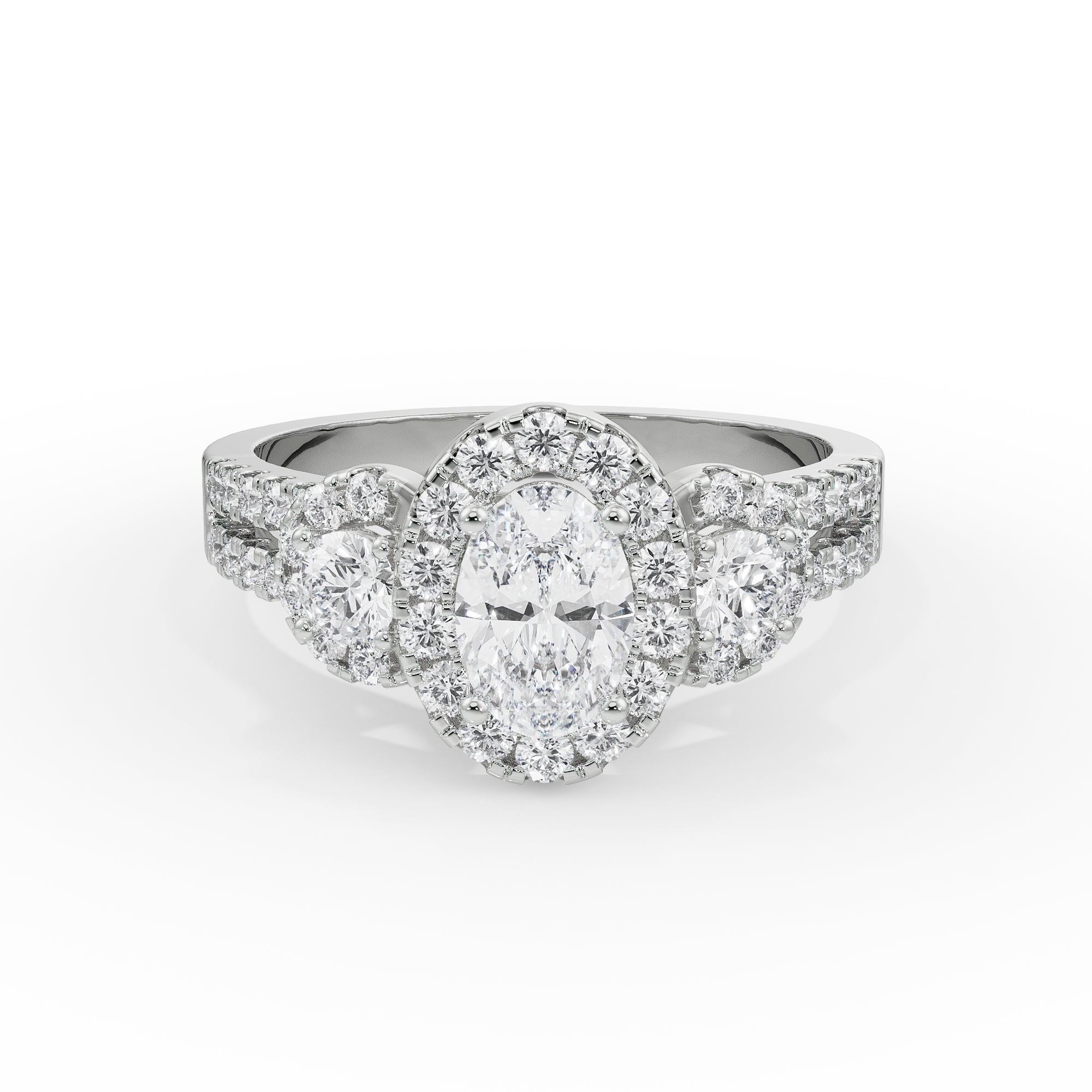 Luminous Halo Engagement Ring Front View