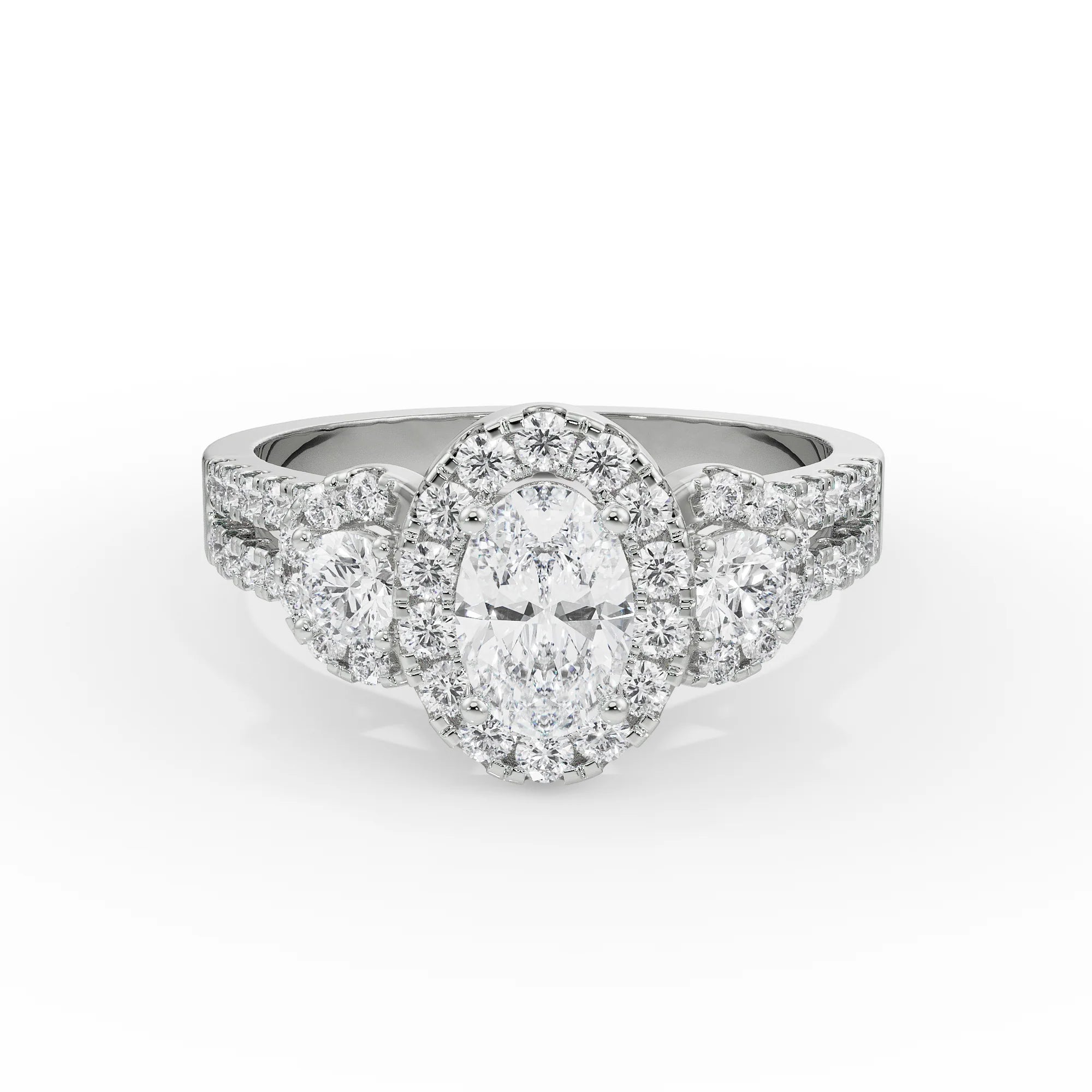Luminous Halo Engagement Ring Front View in 9KT
