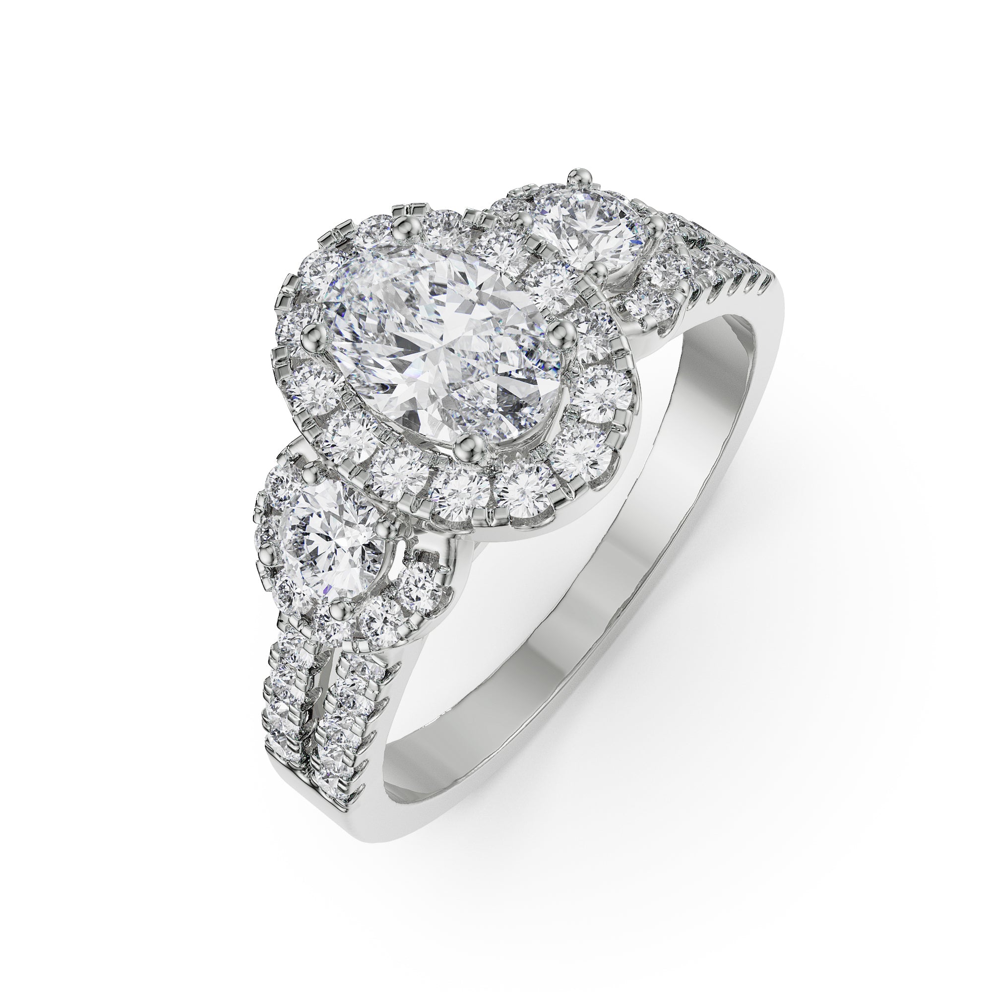 Luminous Halo Engagement Ring Top View