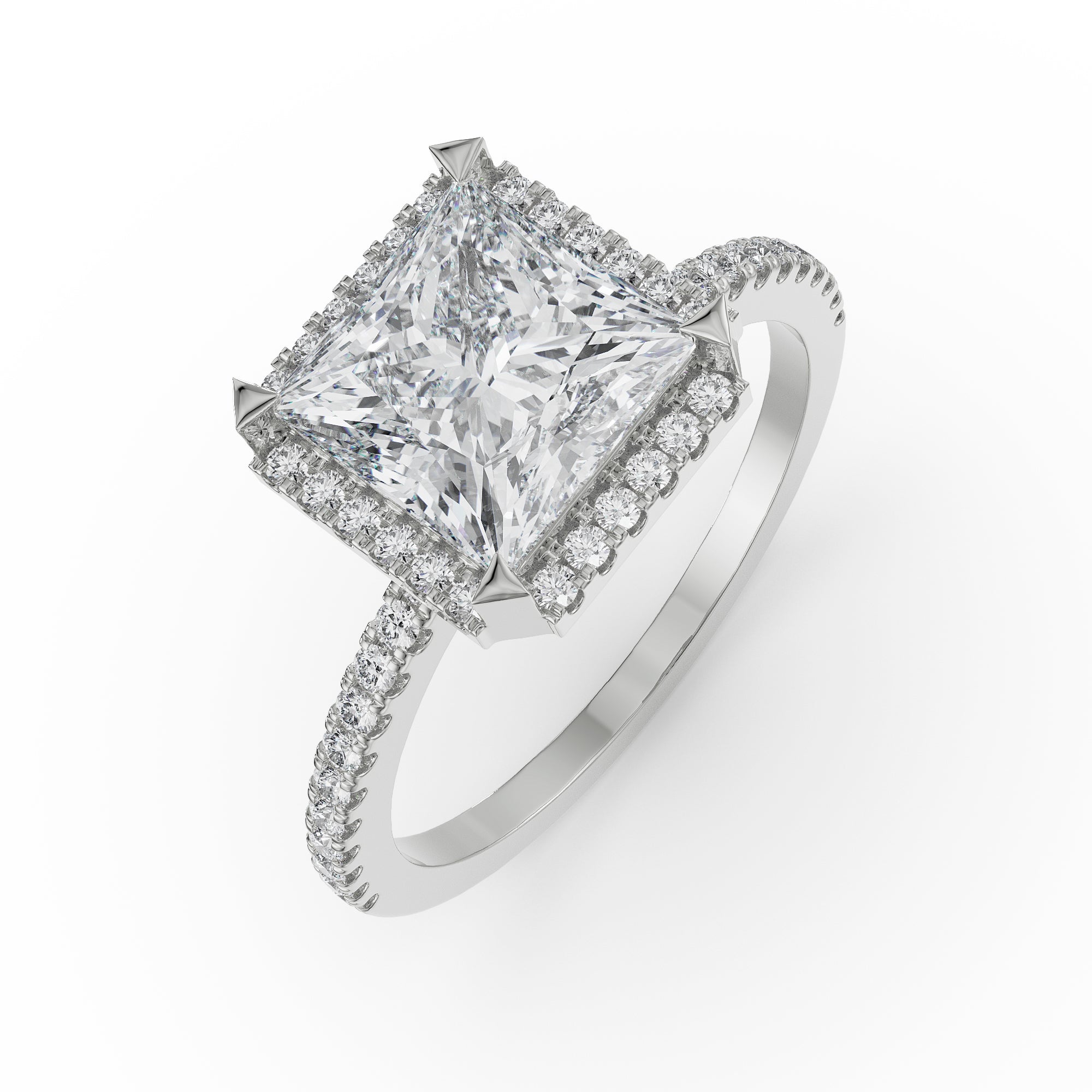 Quadret Halo Diamond Ring Top View