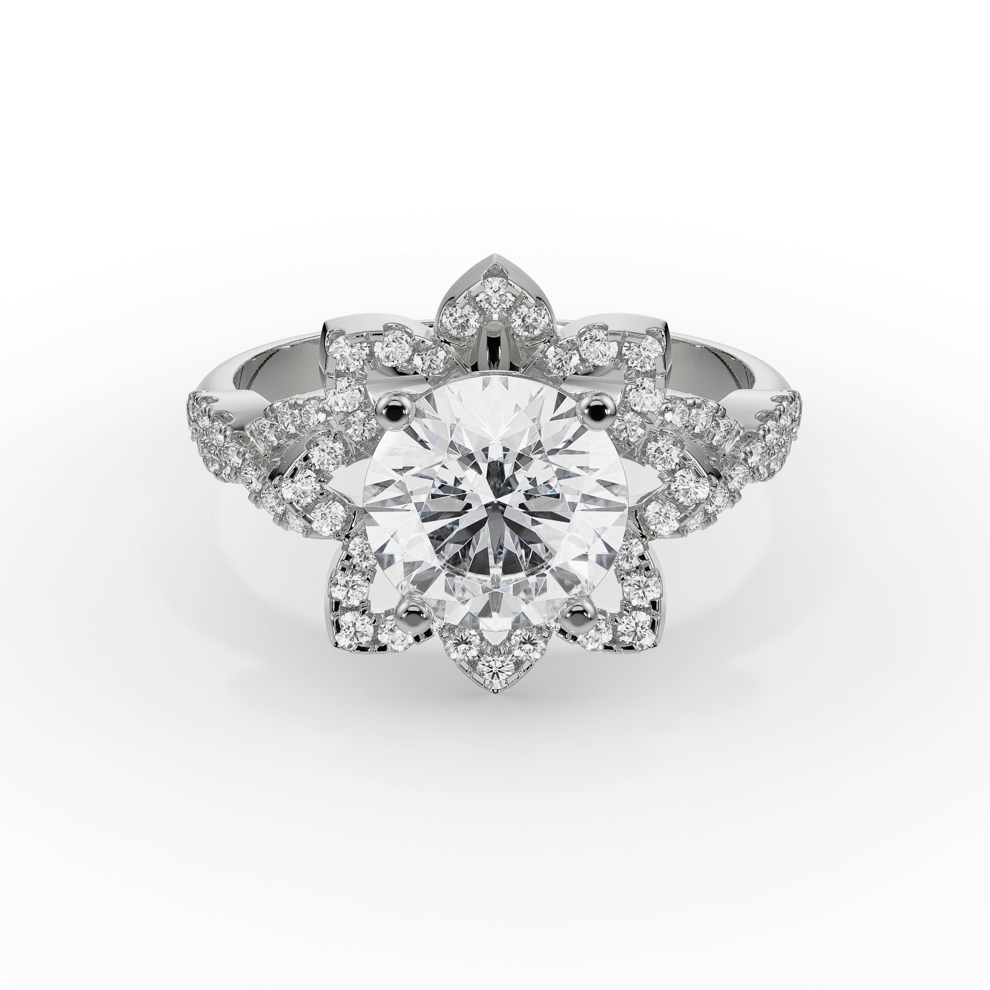 Sunflower Diamond Ring Front View