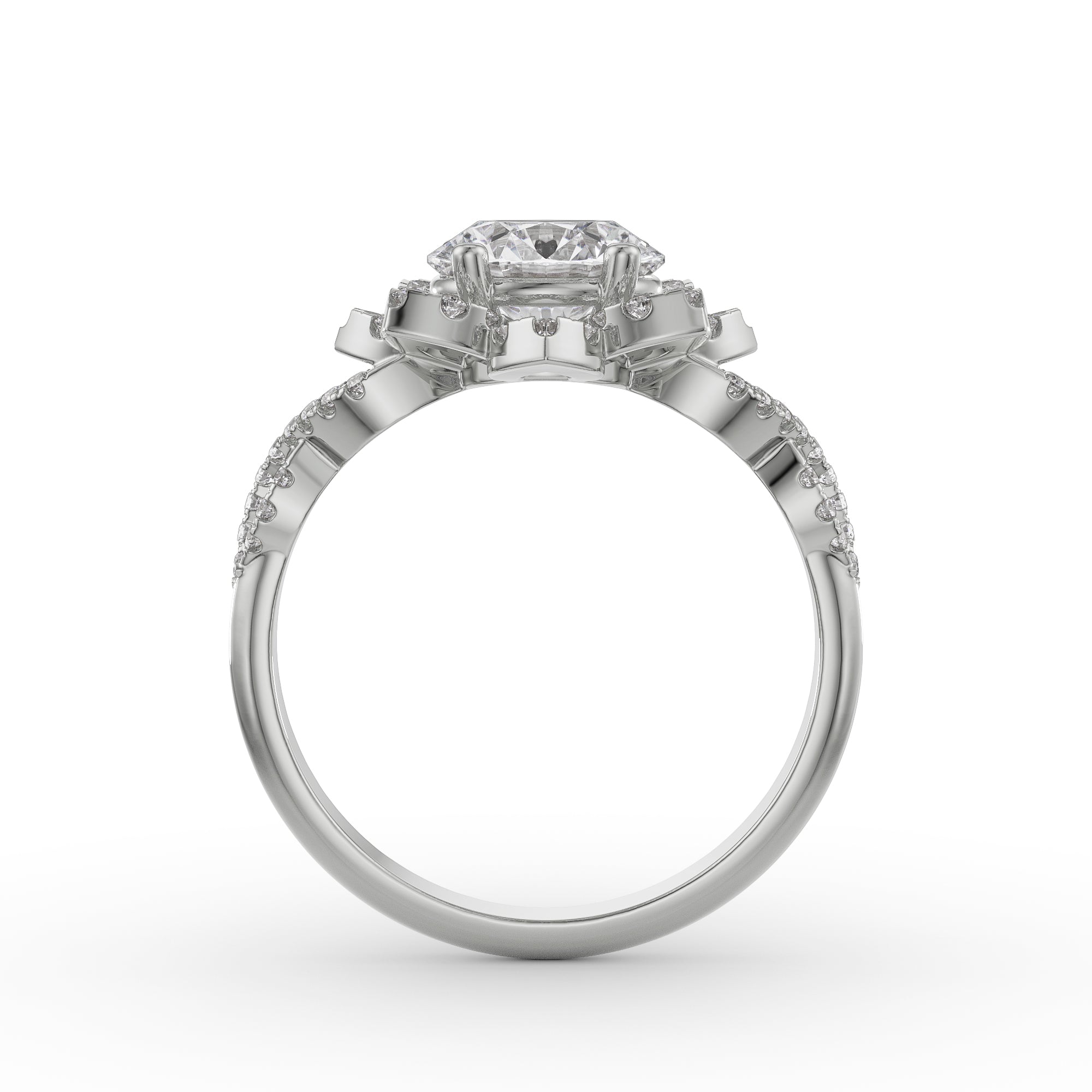 Sunflower Diamond Ring Back View