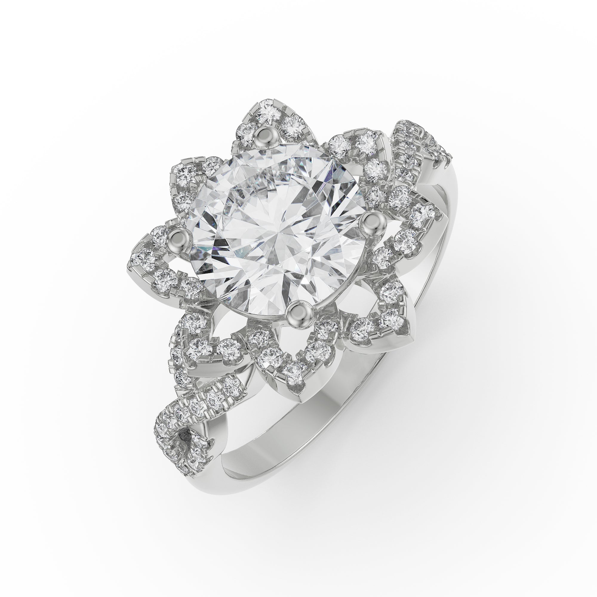 Sunflower Diamond Ring Top View